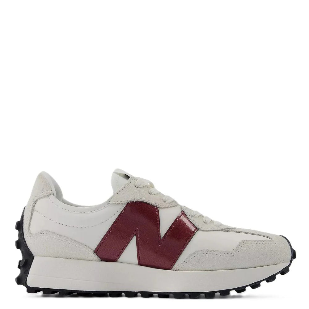 New Balance Women's 327 in Sea Salt with Monarch Burgundy
