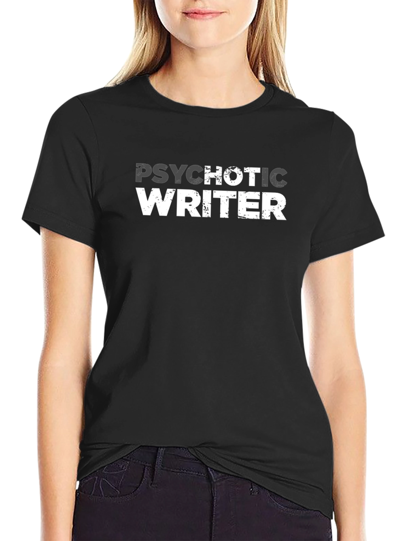 Psychotic Writer Graphic T-Shirt - Dark Humor Tee