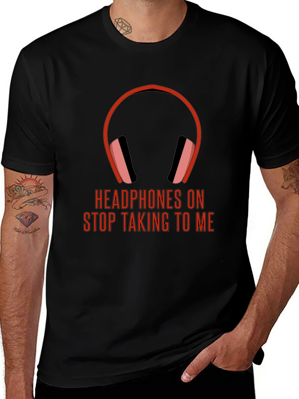 Headphones On Graphic Tee - Introvert Humor T-Shirt