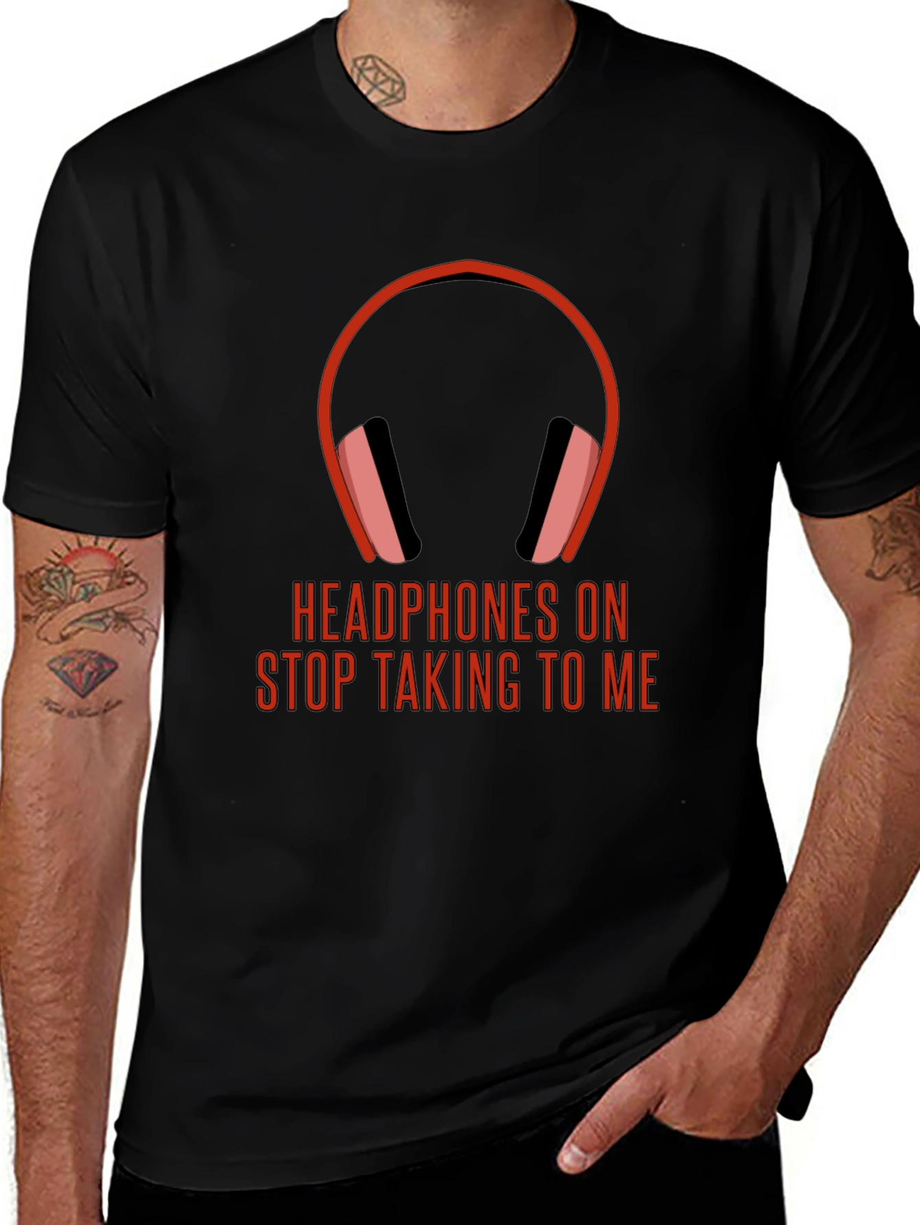 Headphones On Graphic Tee - Introvert Humor T-Shirt