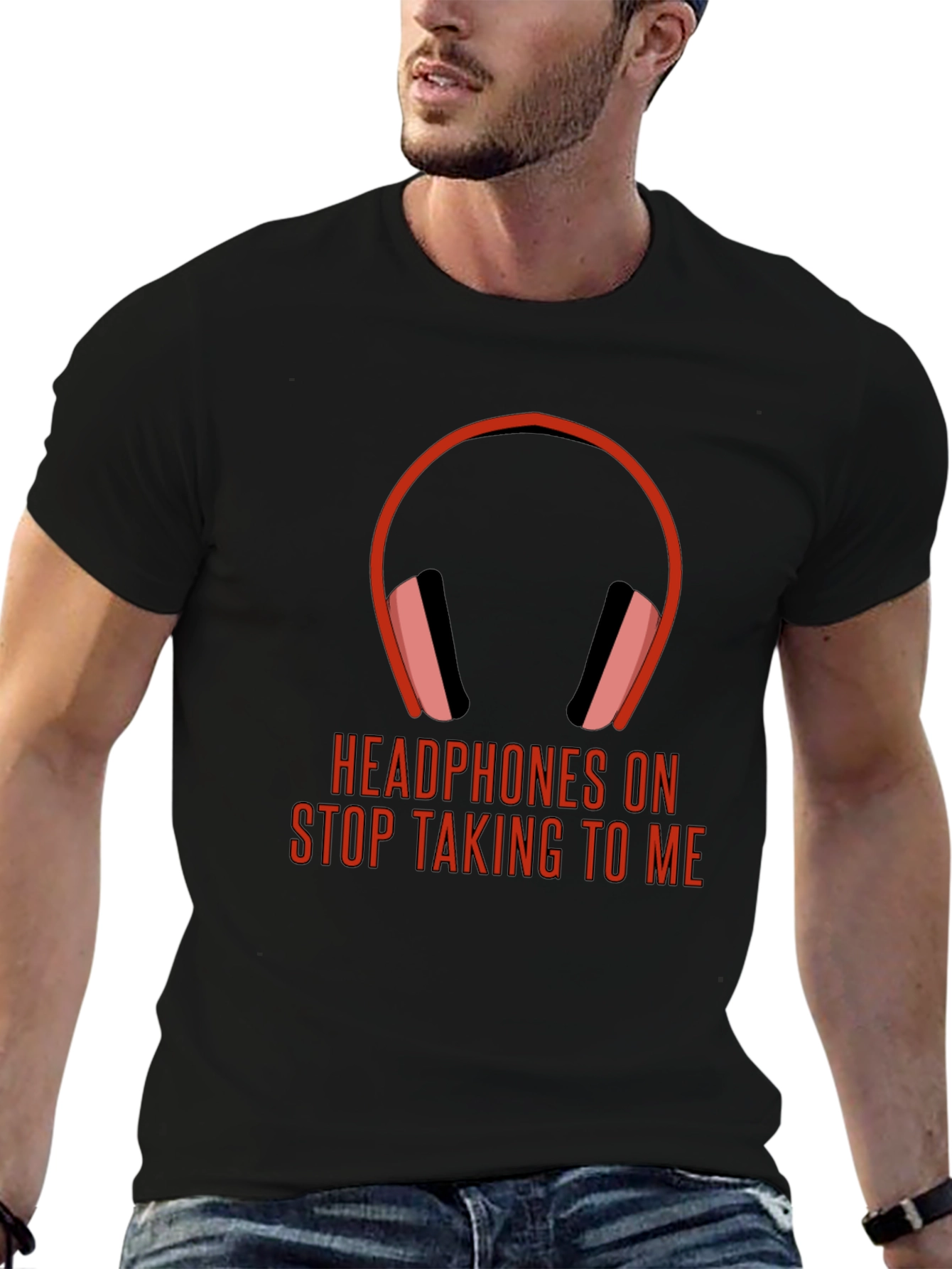 Headphones On Graphic Tee - Introvert Humor T-Shirt