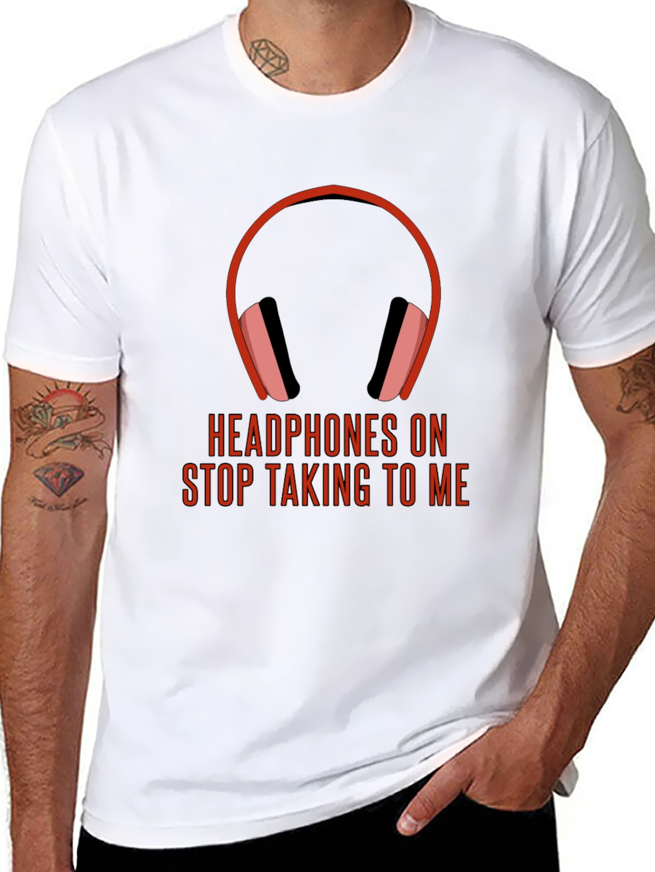 Headphones On Graphic Tee - Introvert Humor T-Shirt