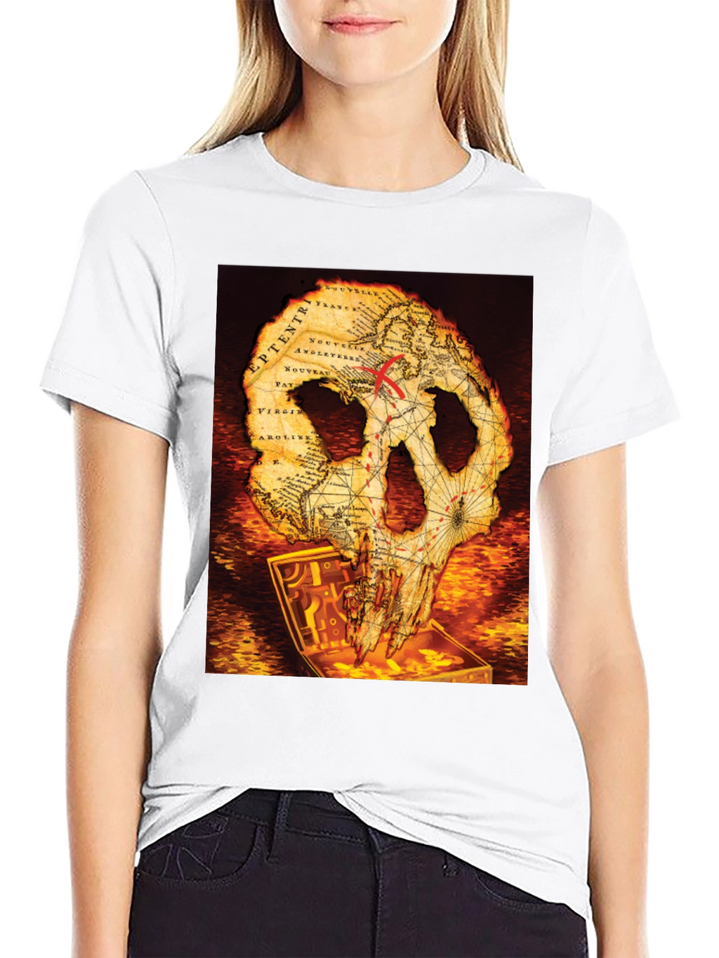 Skull Map Graphic Tee - Pirate Treasure T-Shirt