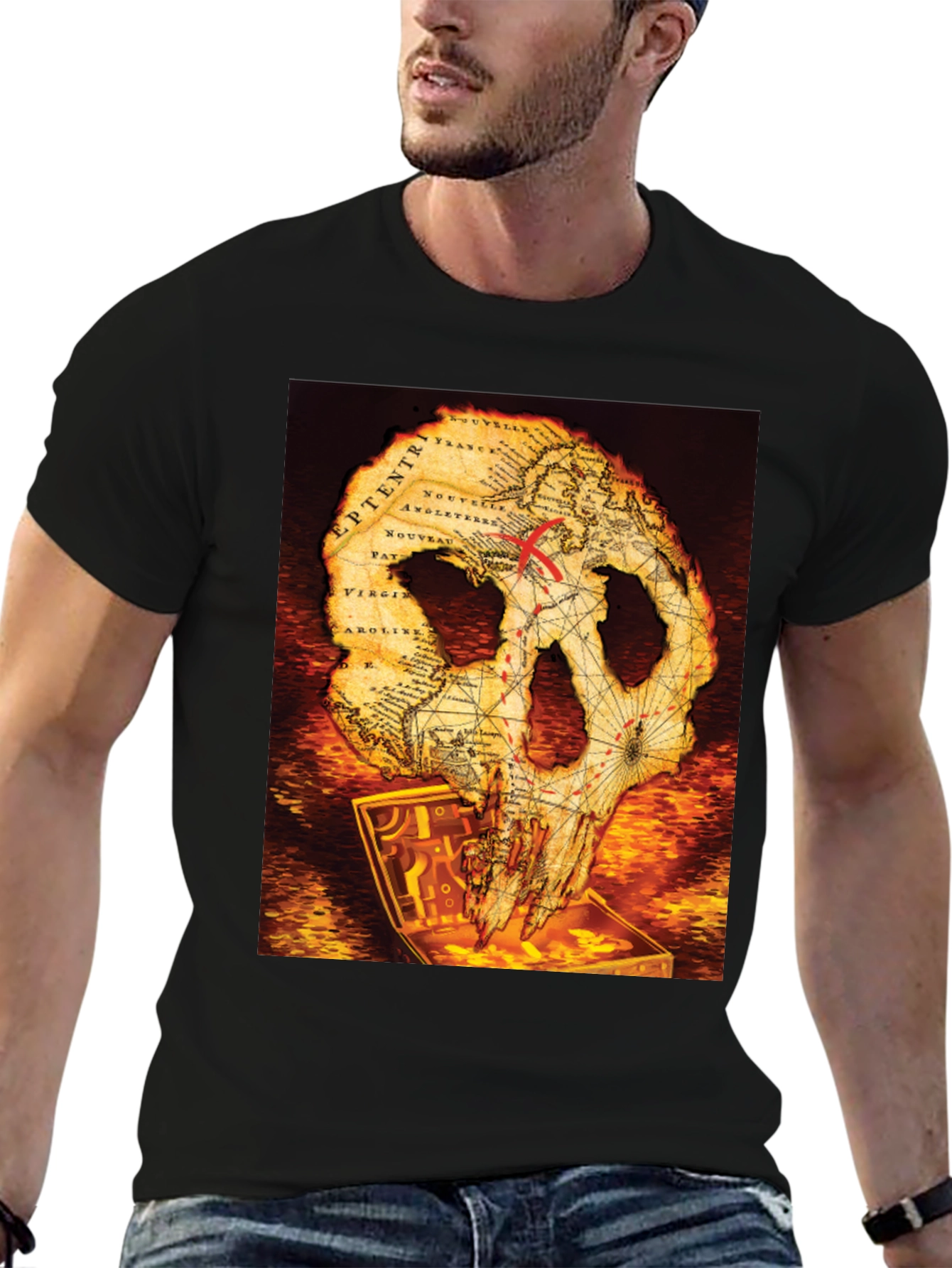 Skull Map Graphic Tee - Pirate Treasure T-Shirt