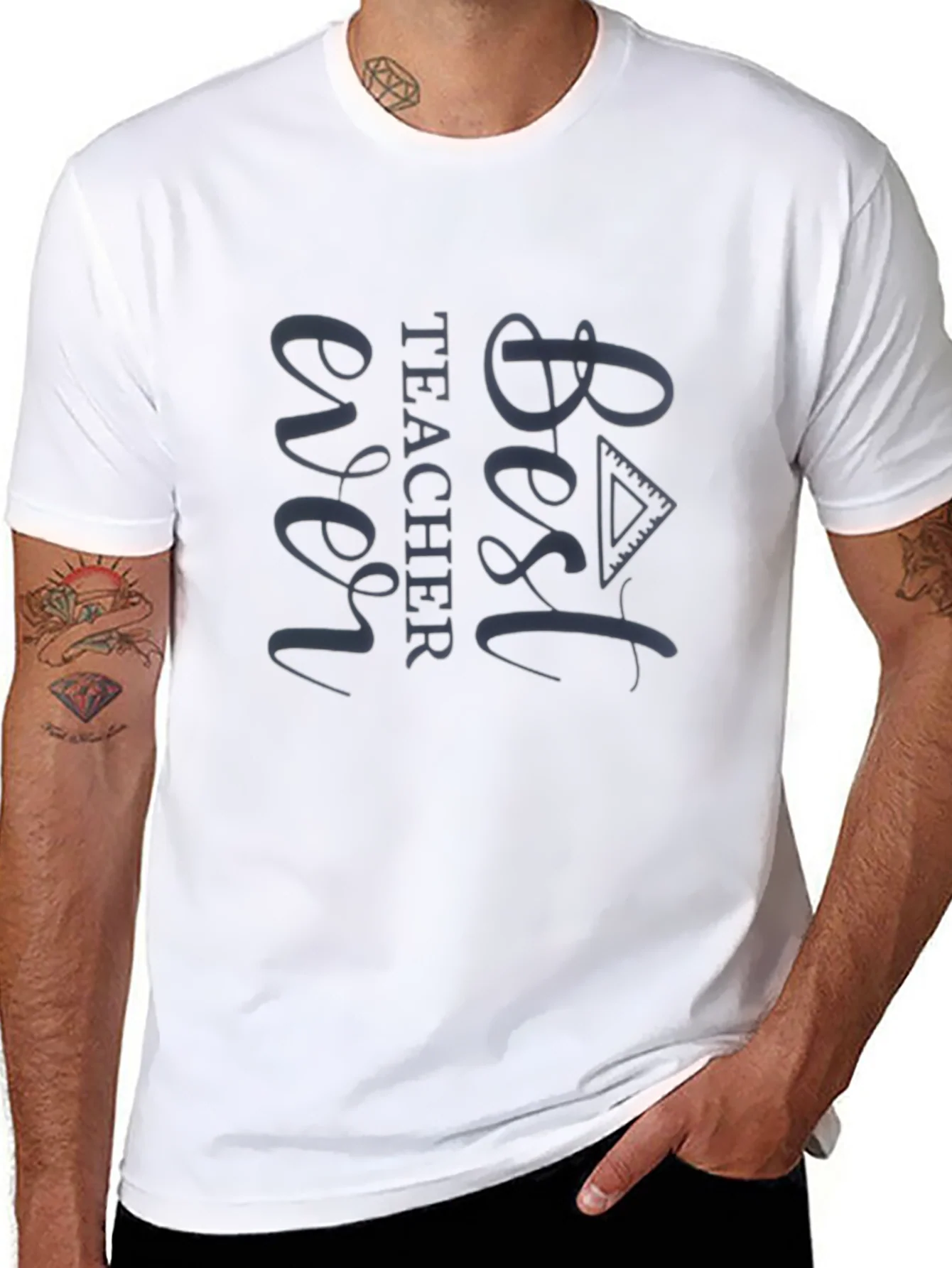 Best Teacher Ever Graphic Tee - Black Casual T-Shirt