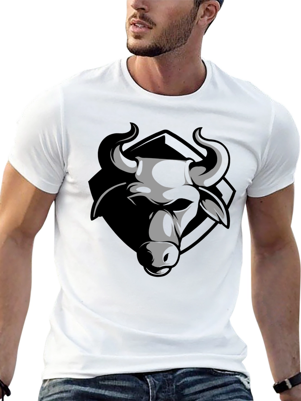 Bull Graphic Print Crew Neck T-Shirt