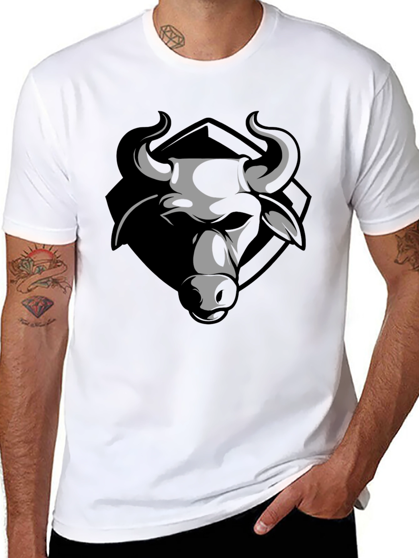 Bull Graphic Print Crew Neck T-Shirt