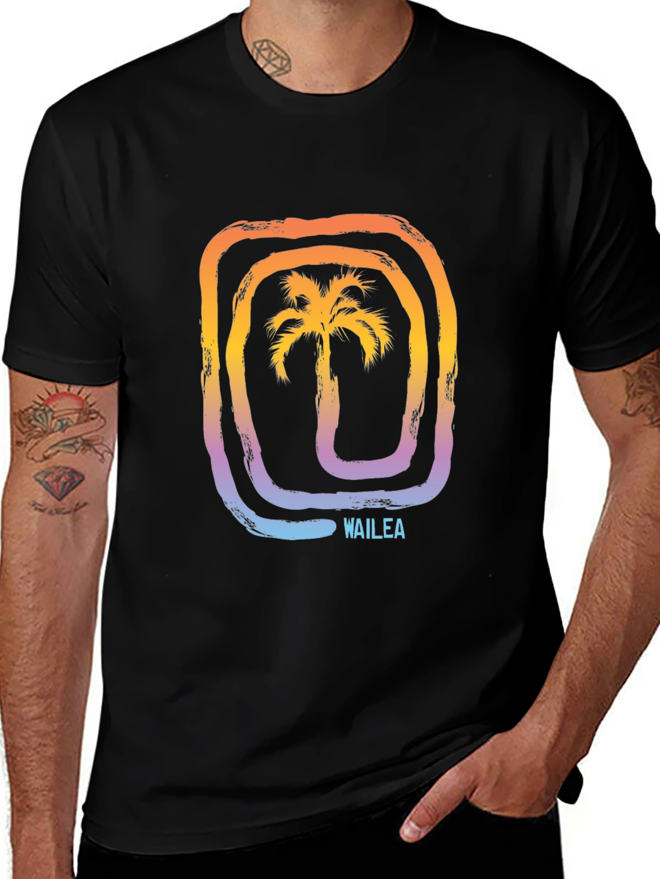 Wailea Palm Tree Graphic Tee - Stylish Black T-Shirt