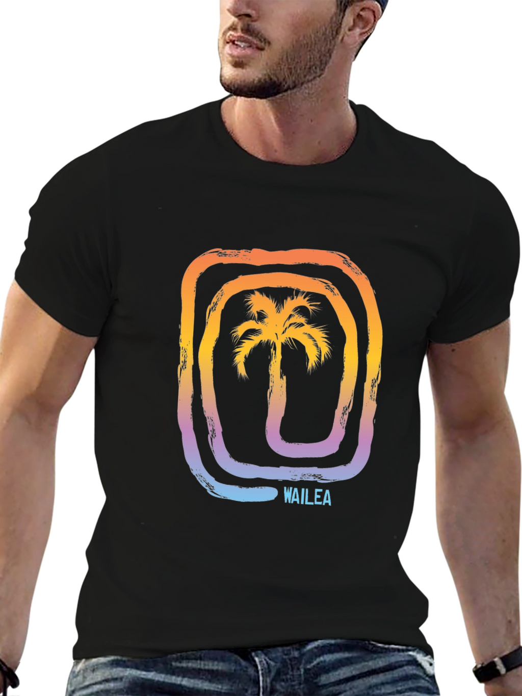 Wailea Palm Tree Graphic Tee - Stylish Black T-Shirt