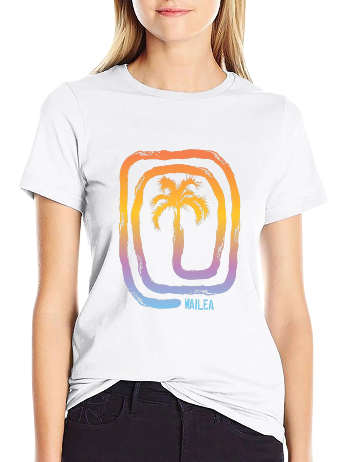 Wailea Palm Tree Graphic Tee - Stylish Black T-Shirt