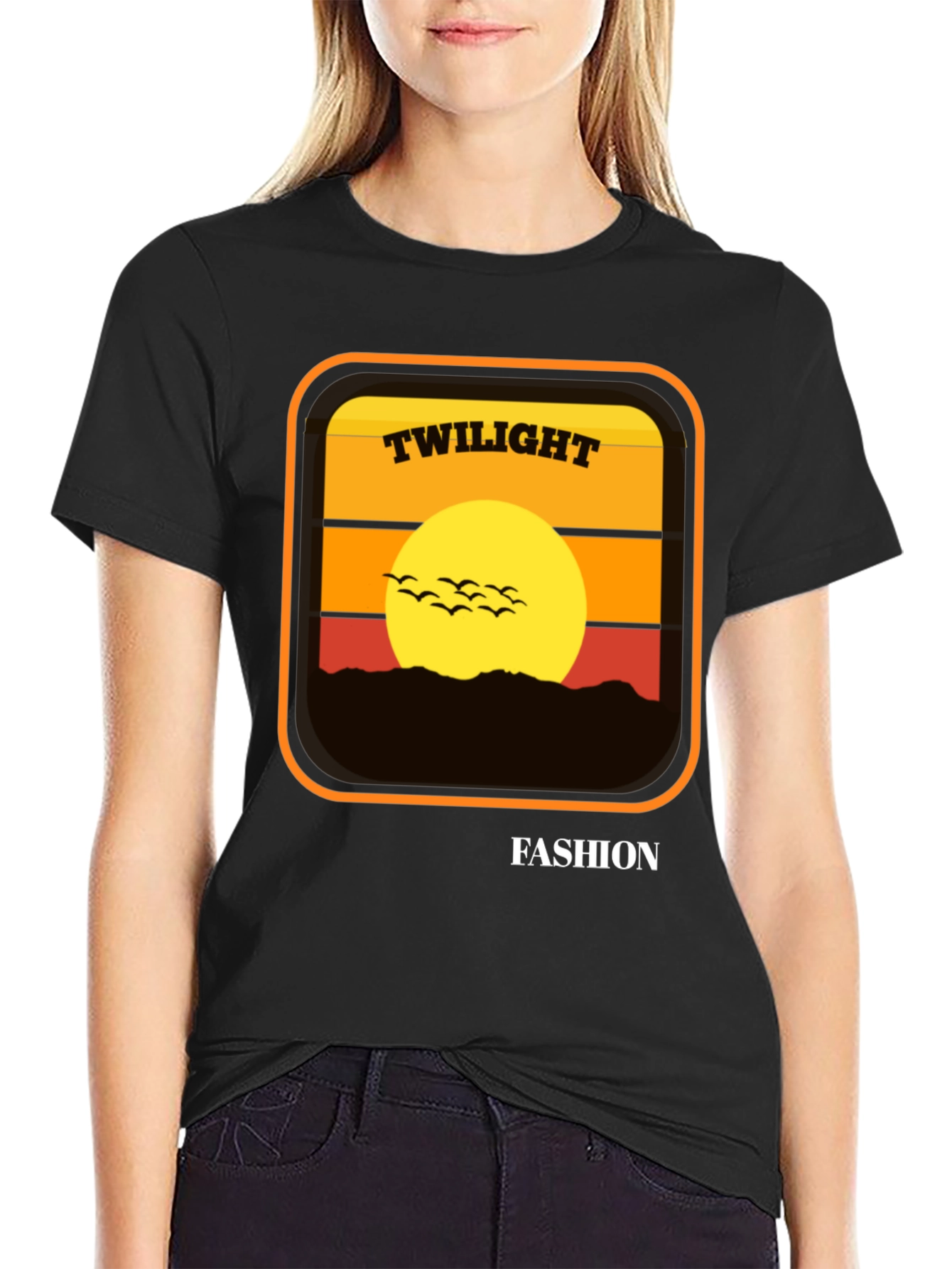 Twilight Fashion Graphic Tee - Retro Sunset Design