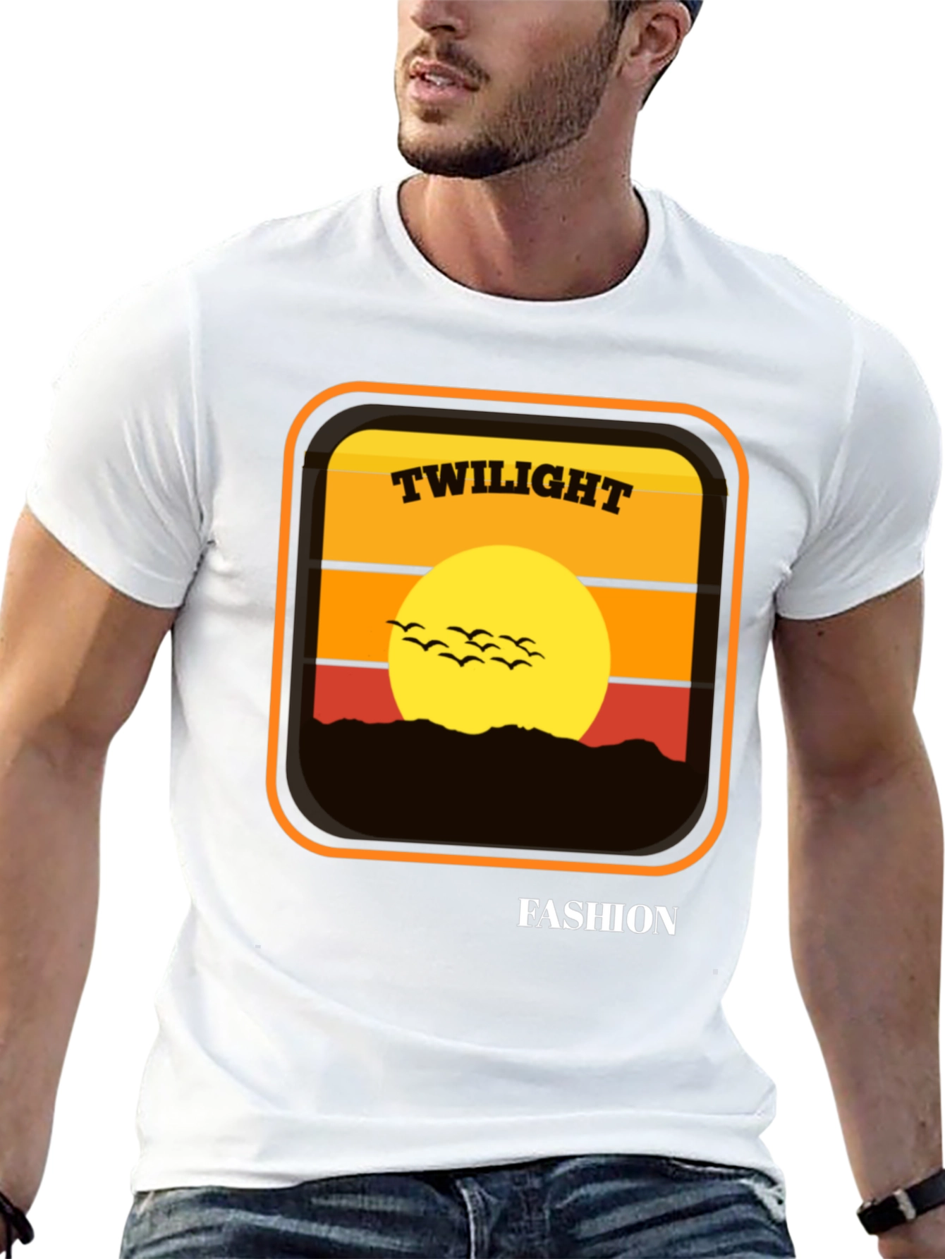 Twilight Fashion Graphic Tee - Retro Sunset Design