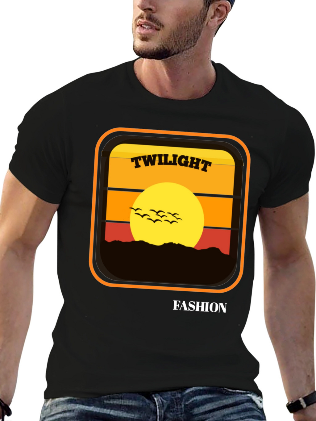 Twilight Fashion Graphic Tee - Retro Sunset Design