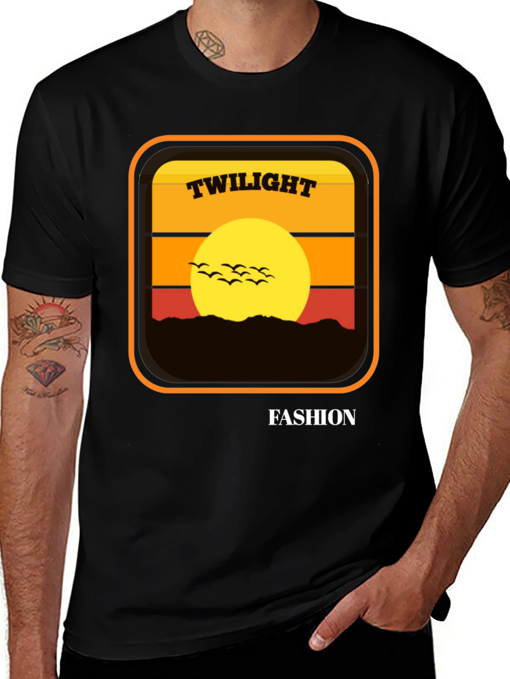 Twilight Fashion Graphic Tee - Retro Sunset Design