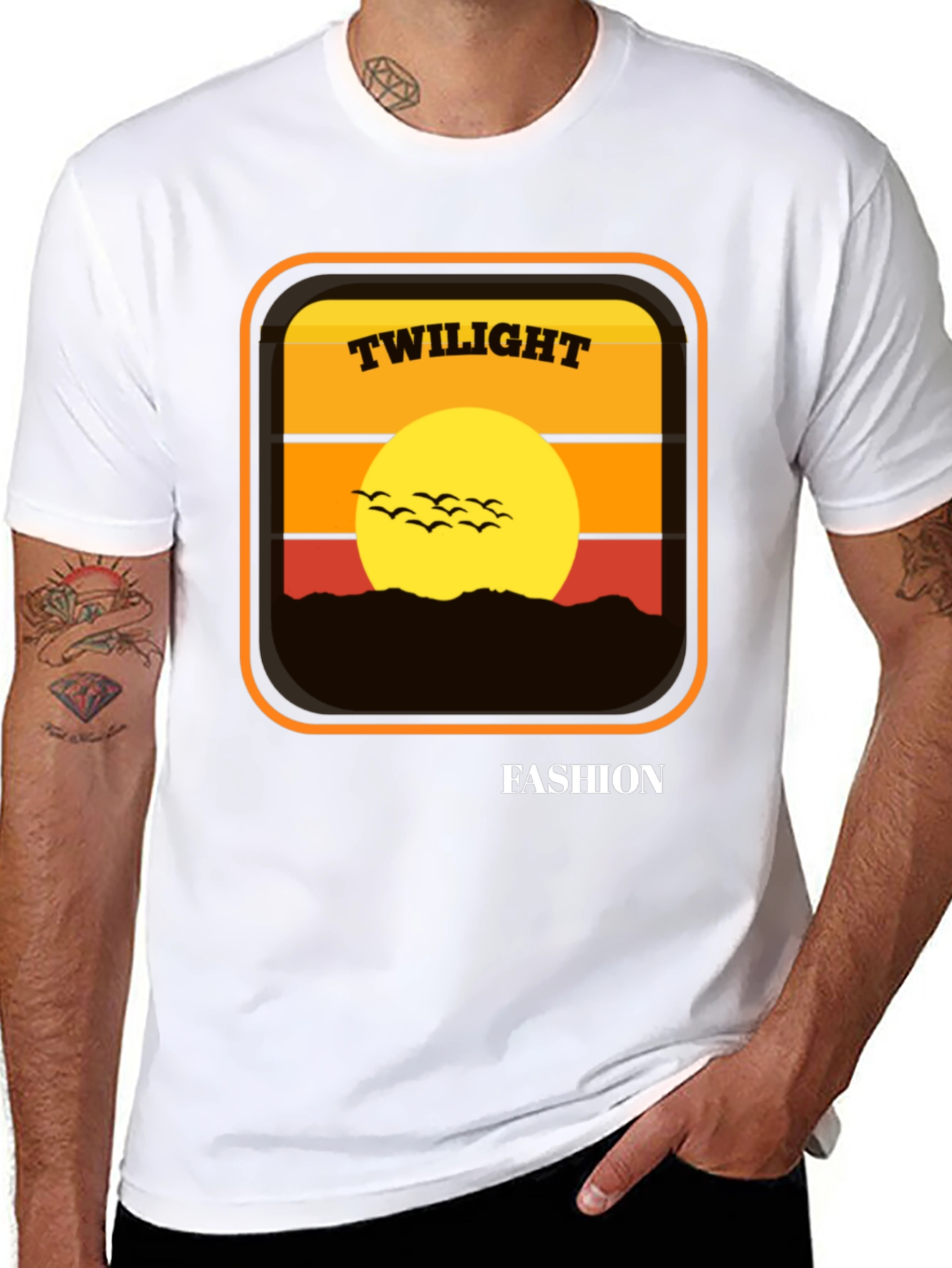 Twilight Fashion Graphic Tee - Retro Sunset Design
