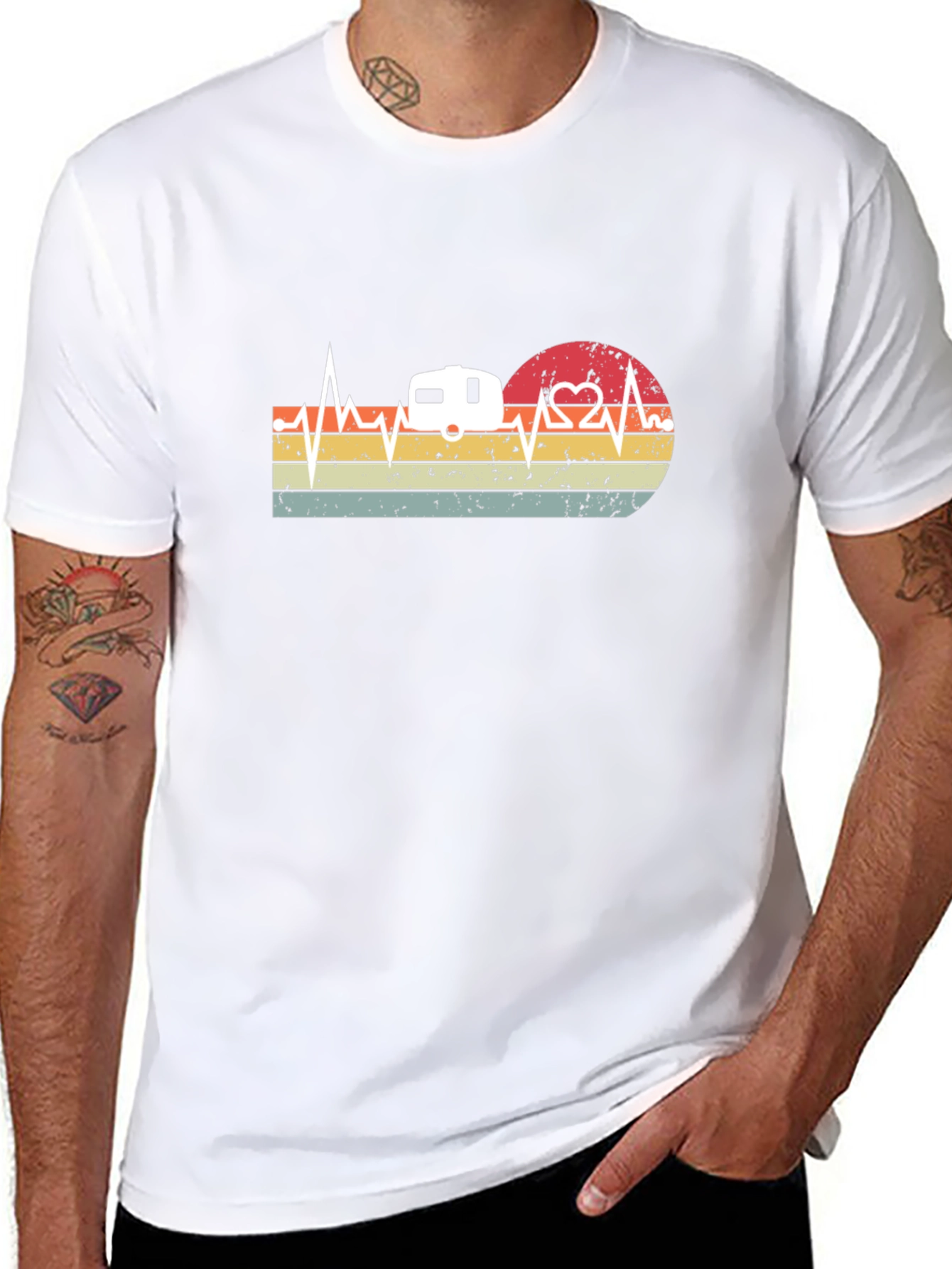 Retro Camping Heartbeat T-Shirt