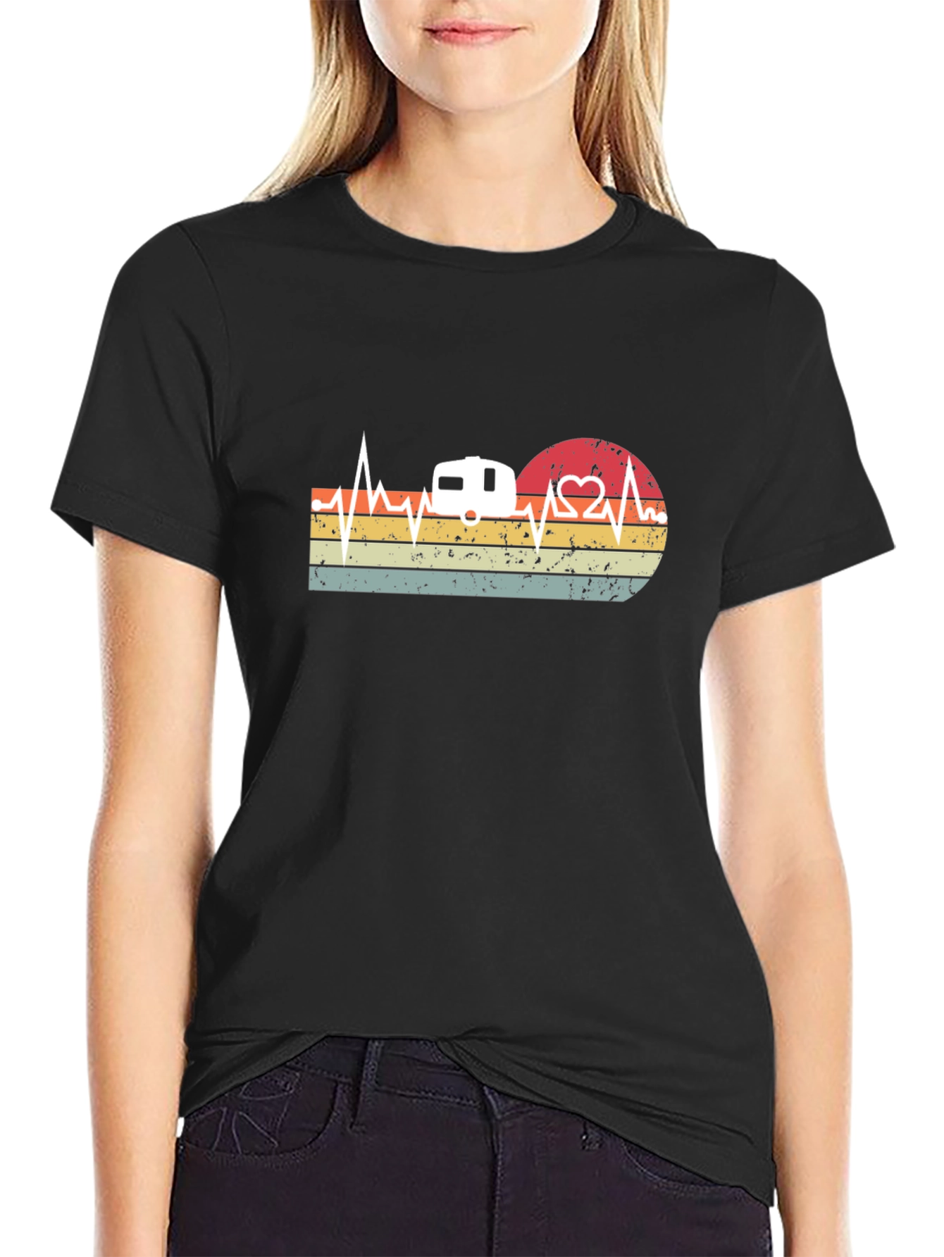 Retro Camping Heartbeat T-Shirt
