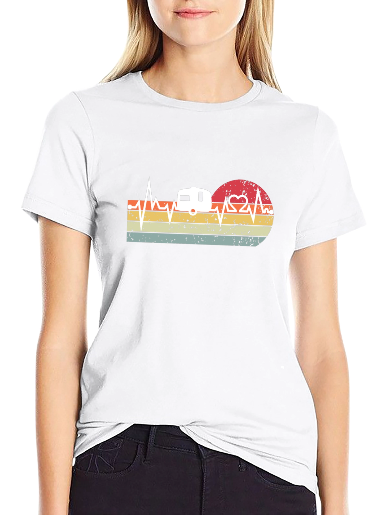 Retro Camping Heartbeat T-Shirt