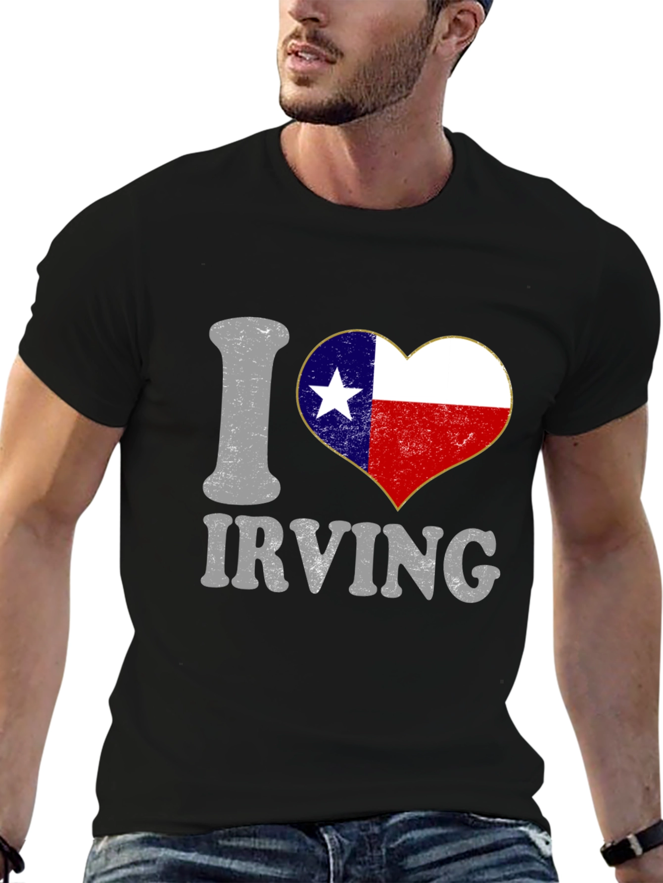 I Love Irving Texas Flag Heart T-Shirt