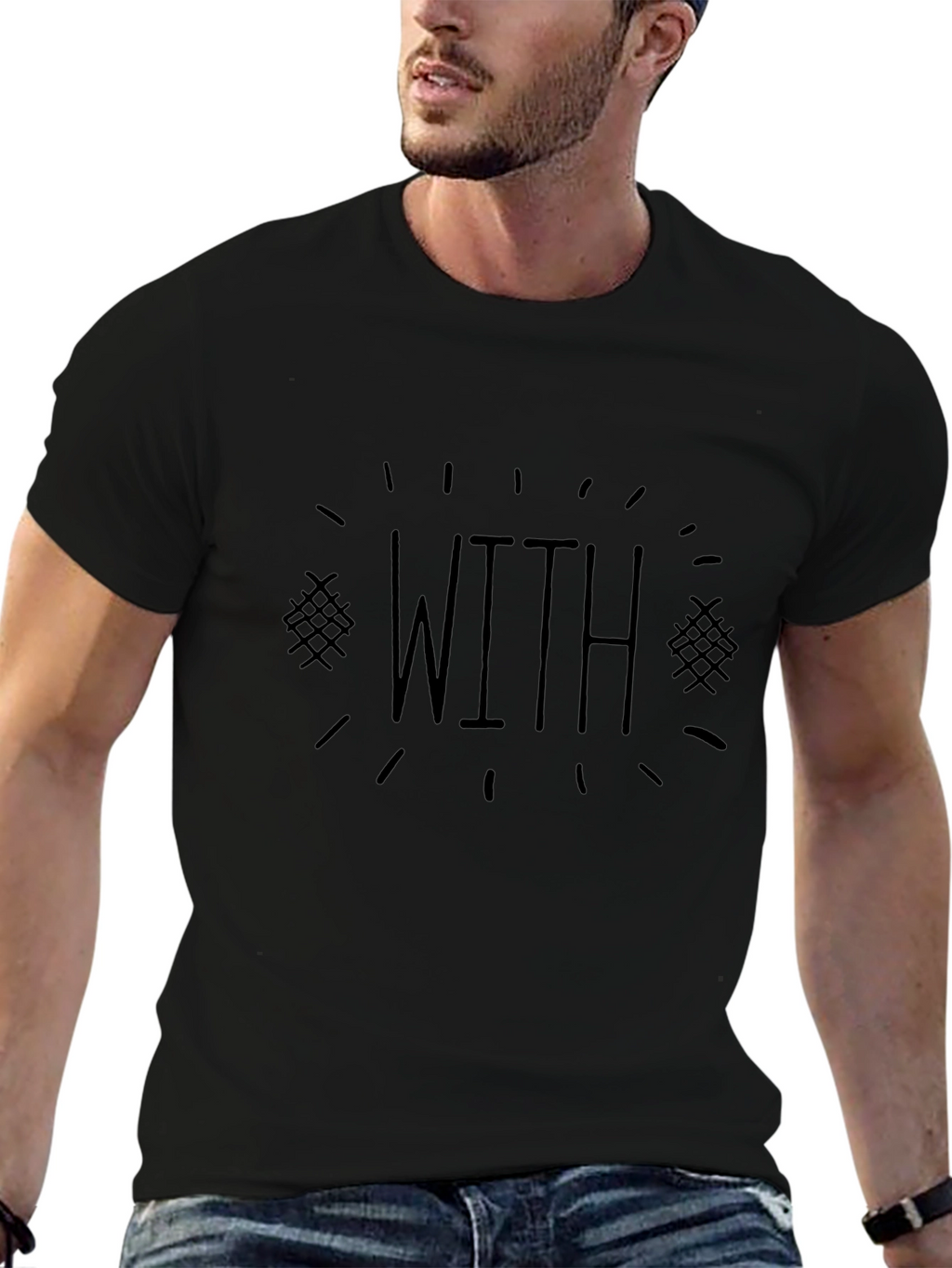 Mens Black T-Shirt - WITH Graphic Tee