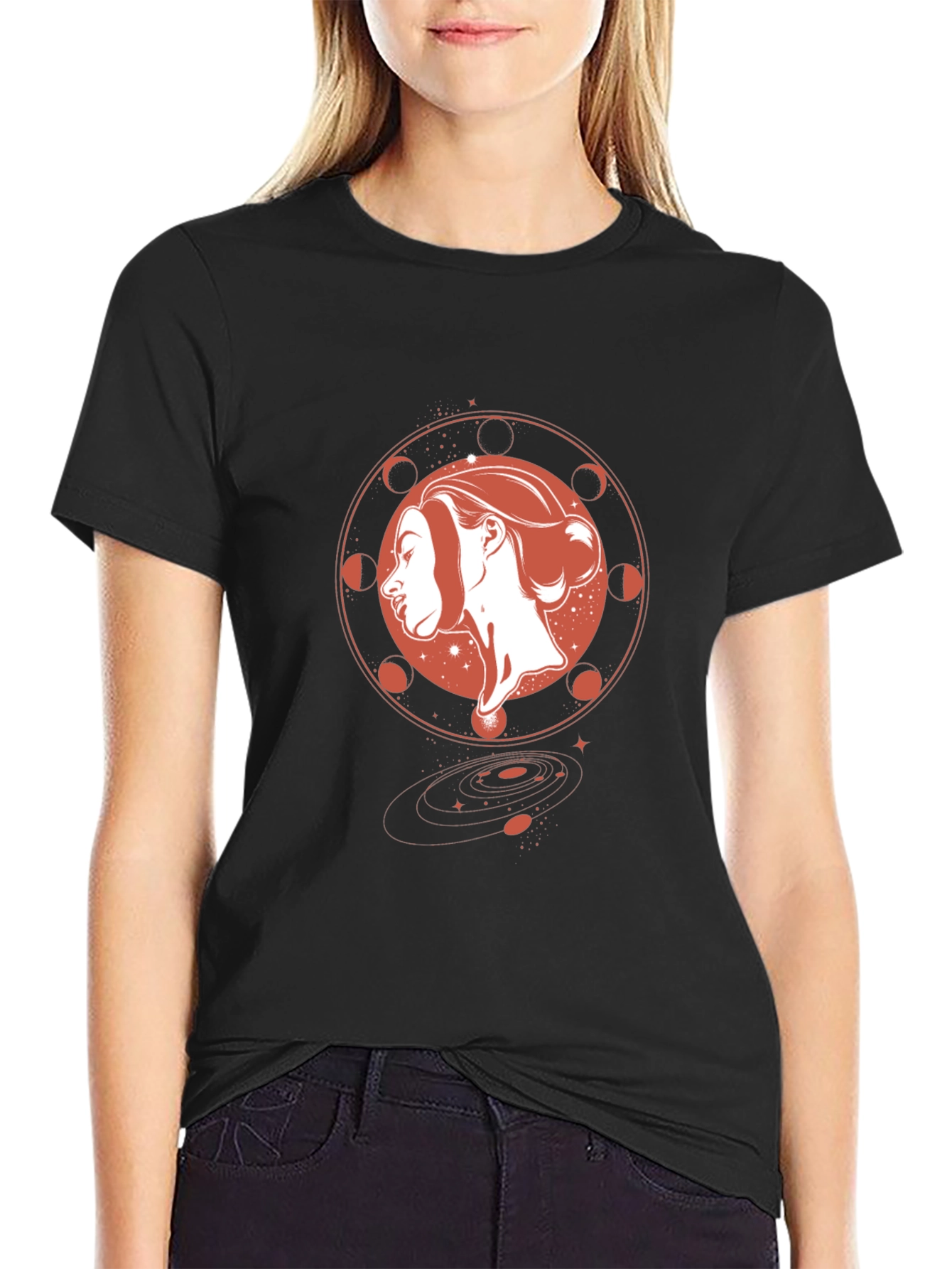 Celestial Woman Graphic Black T-Shirt