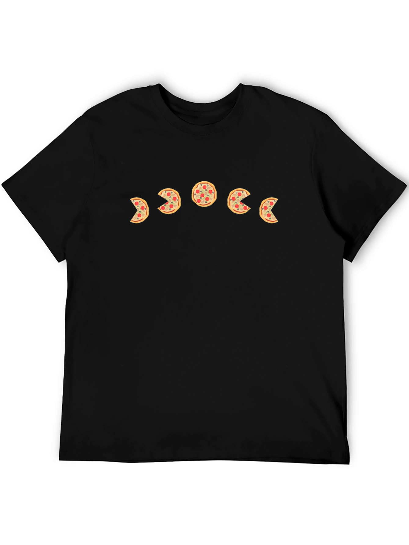 Pizza Moon Phase Black T-Shirt - Casual & Stylish