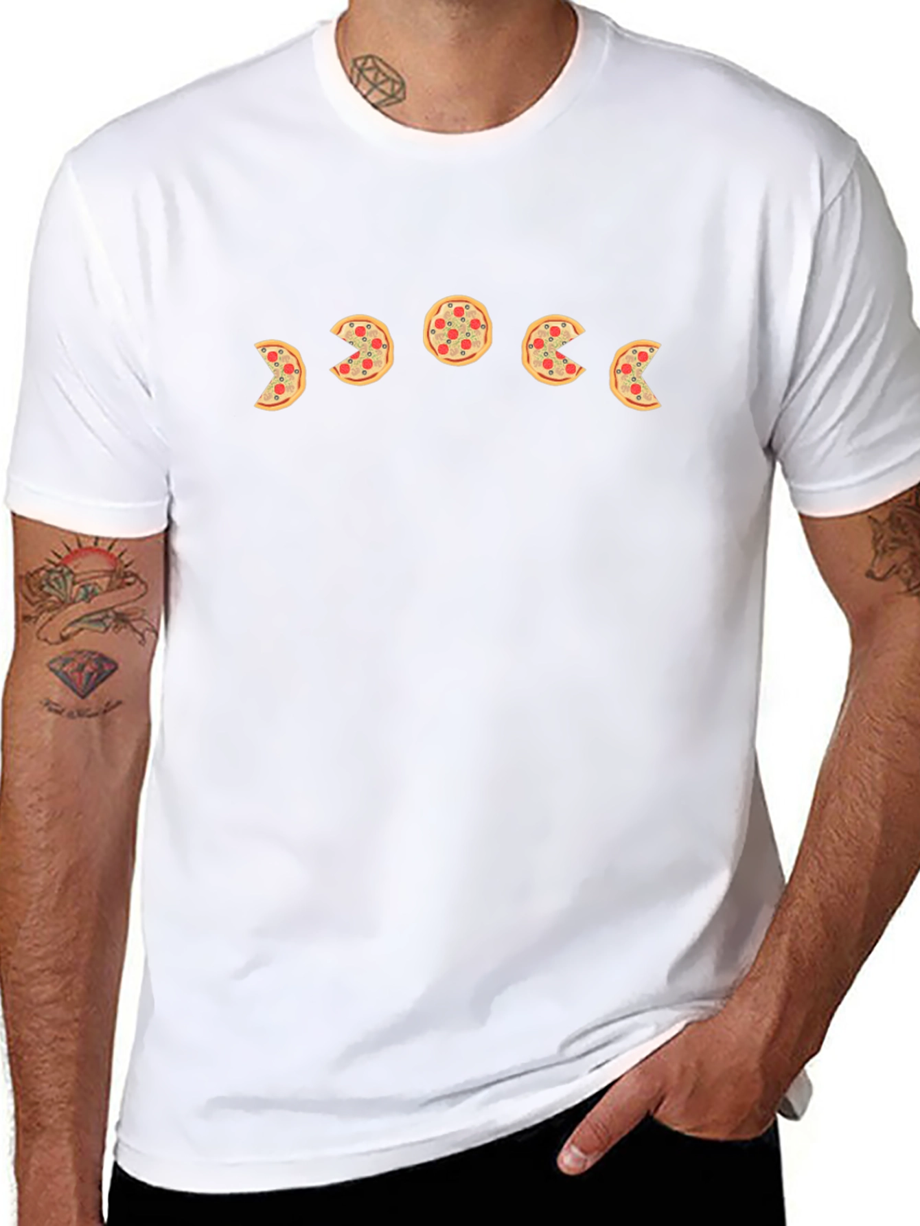 Pizza Moon Phase Black T-Shirt - Casual & Stylish