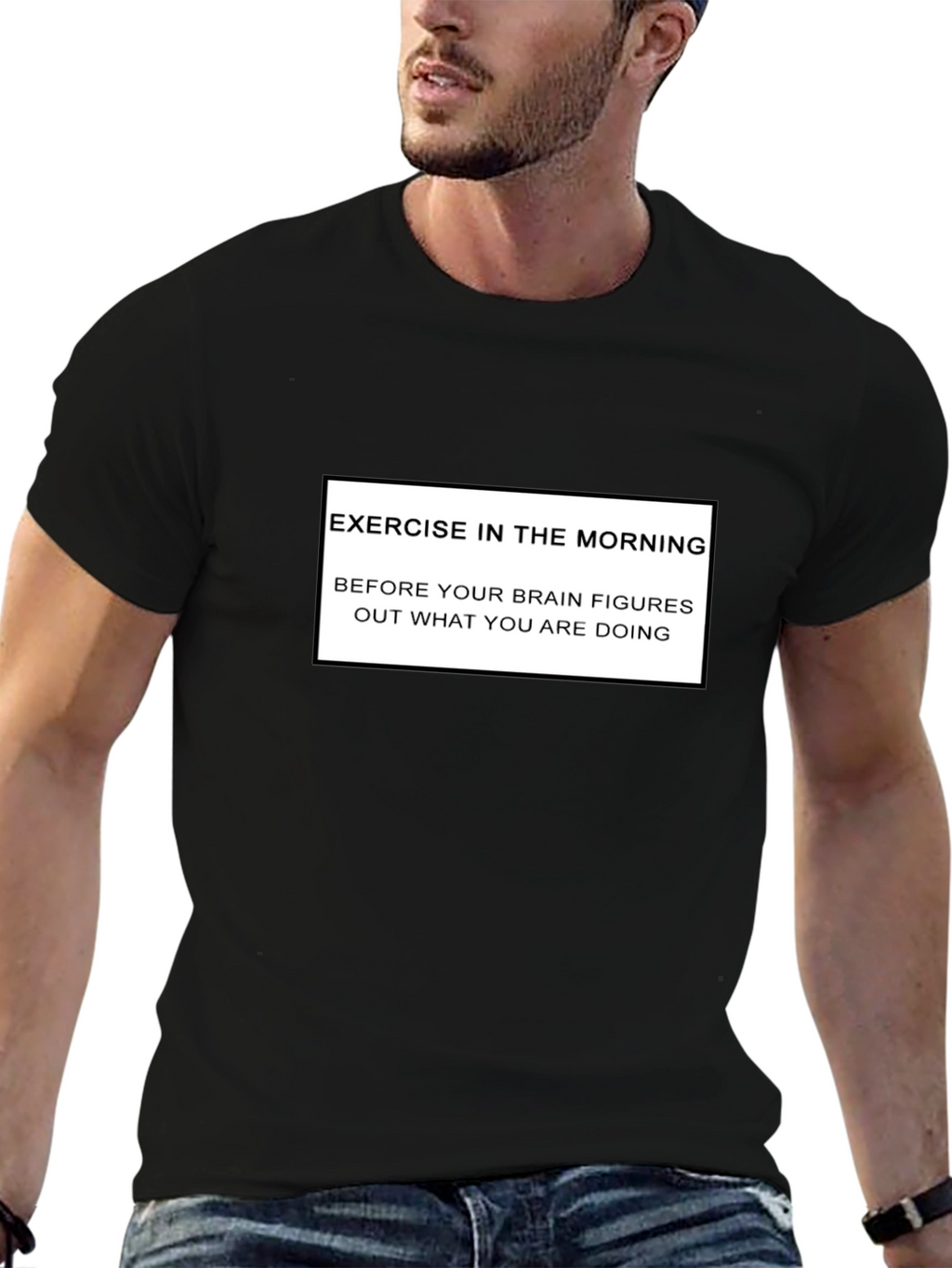 Funny Exercise Morning Black T-Shirt