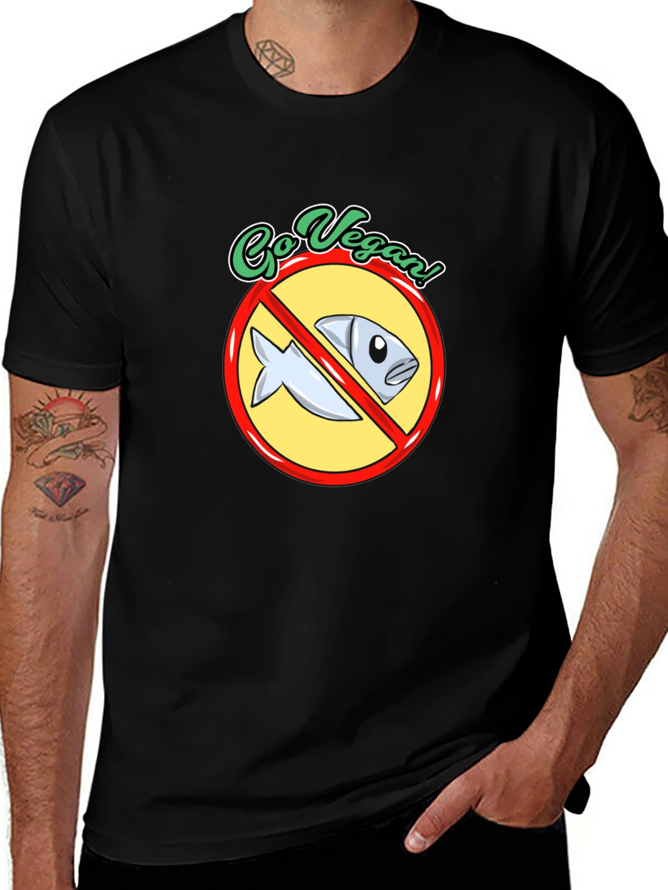 Go Vegan T-Shirt - No Fish Allowed!