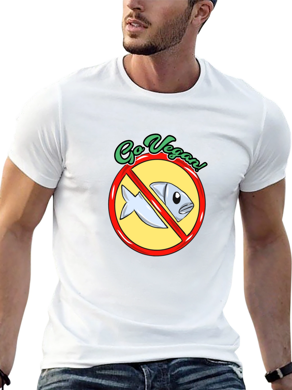 Go Vegan T-Shirt - No Fish Allowed!