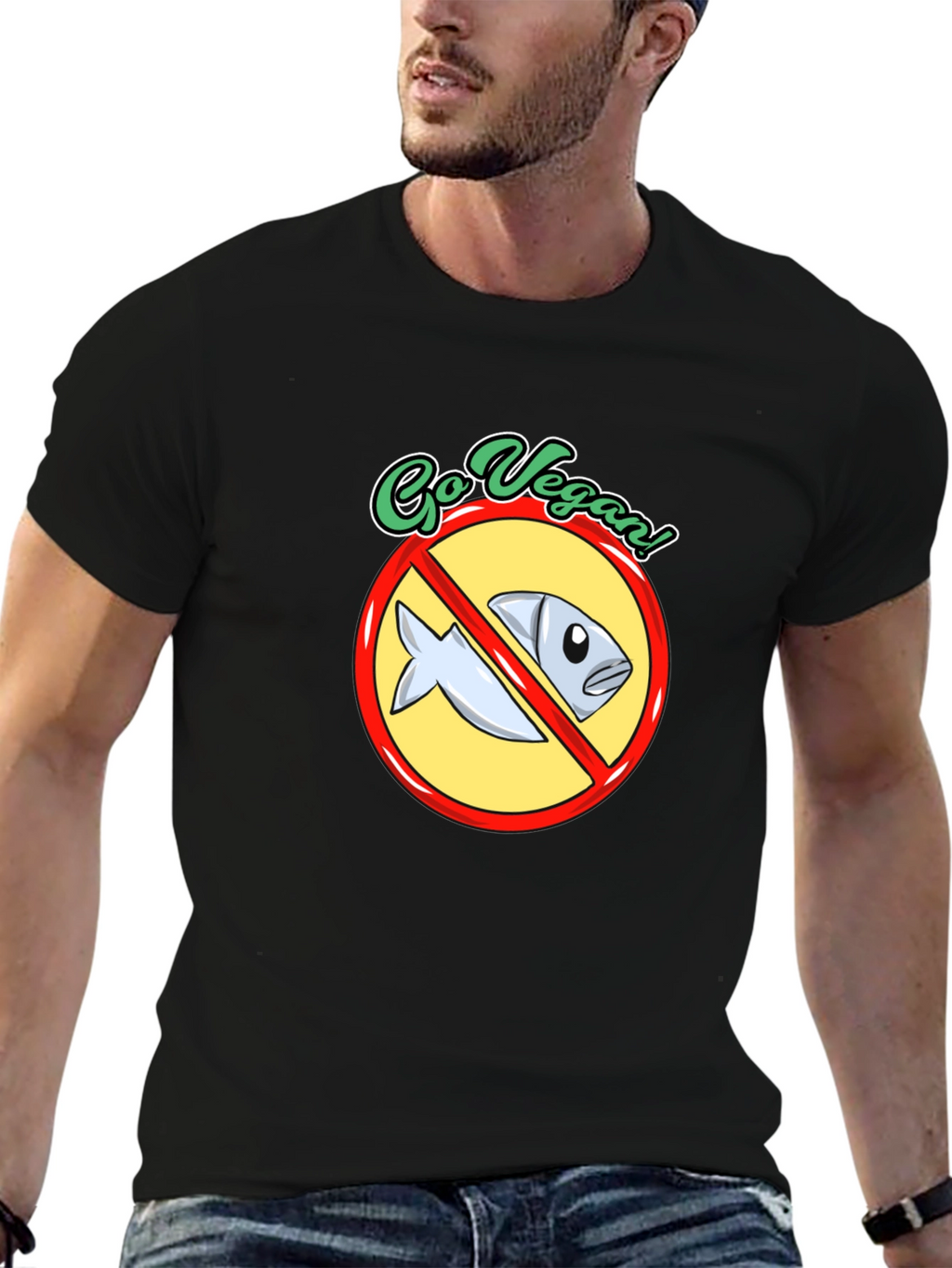 Go Vegan T-Shirt - No Fish Allowed!