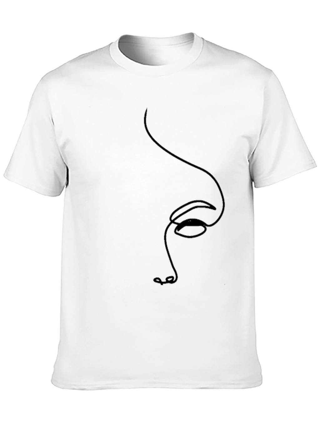 Minimalist Face Line Art Black T-Shirt