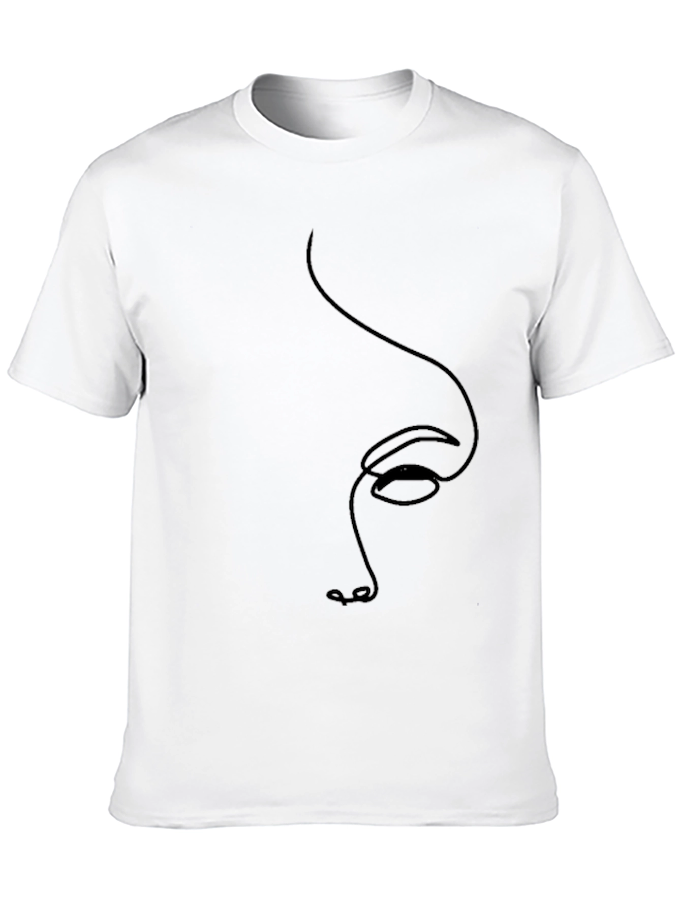 Minimalist Face Line Art Black T-Shirt