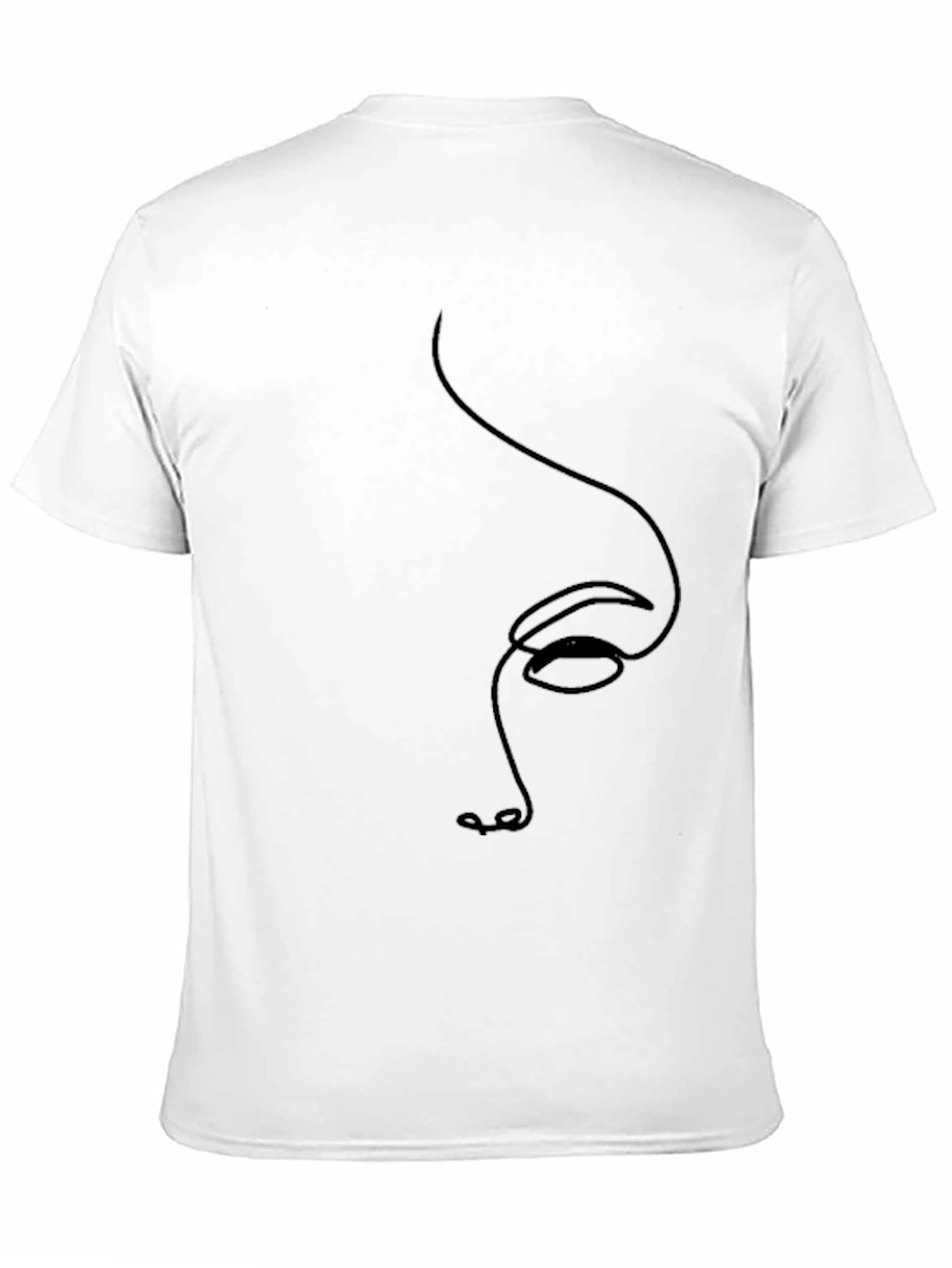 Minimalist Face Line Art Black T-Shirt