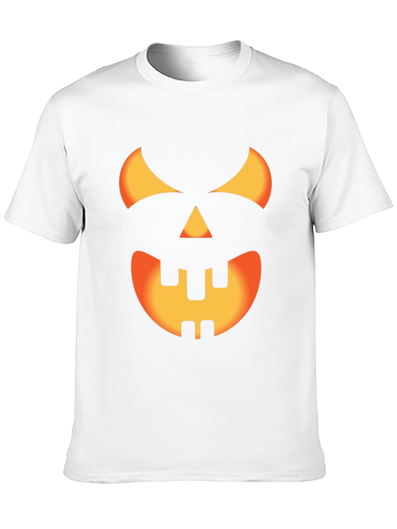 Halloween Pumpkin Face Graphic Tee - Black Cotton T-Shirt