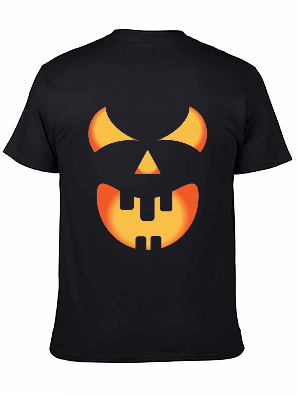 Halloween Pumpkin Face Graphic Tee - Black Cotton T-Shirt