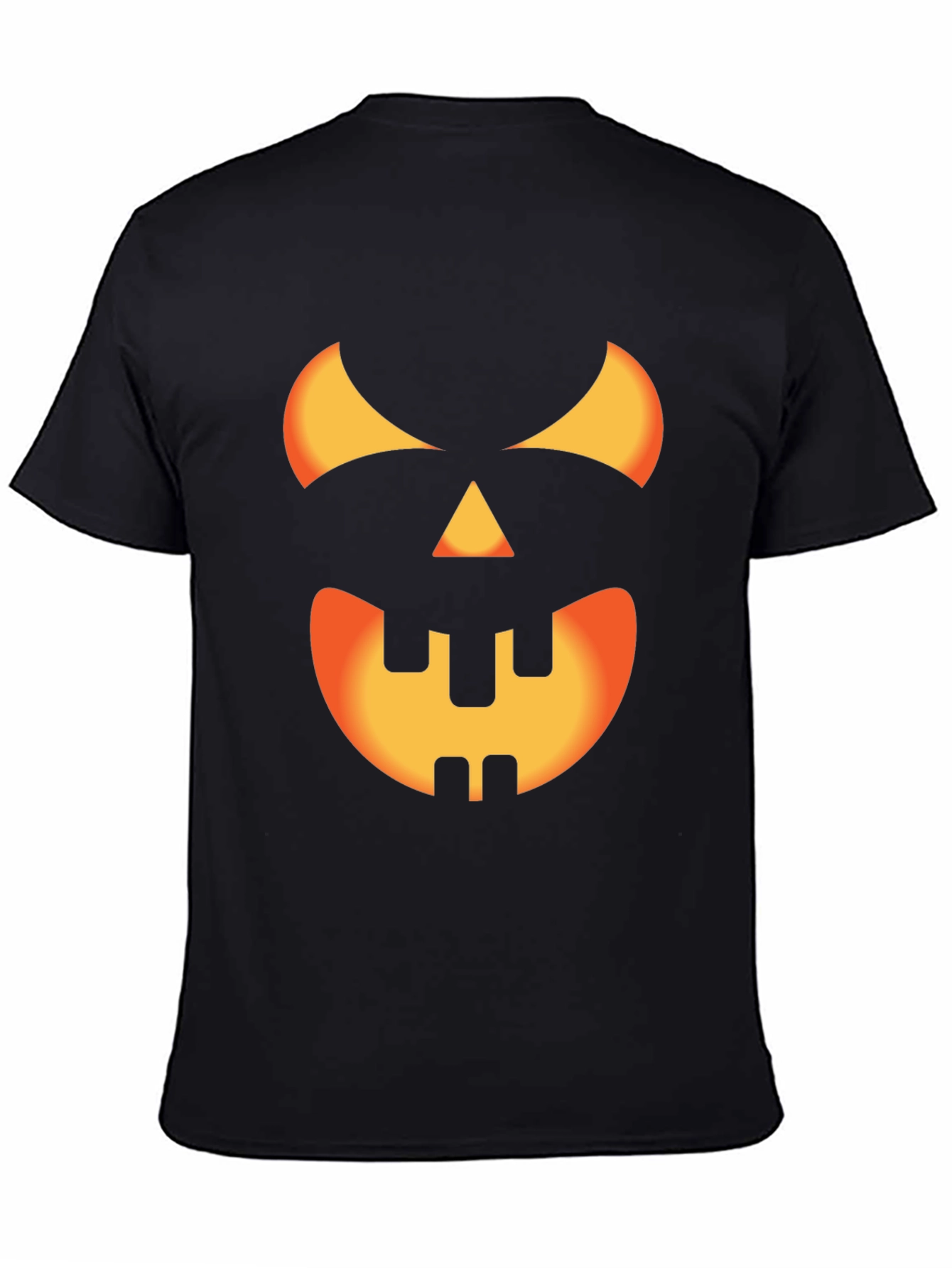 Halloween Pumpkin Face Graphic Tee - Black Cotton T-Shirt