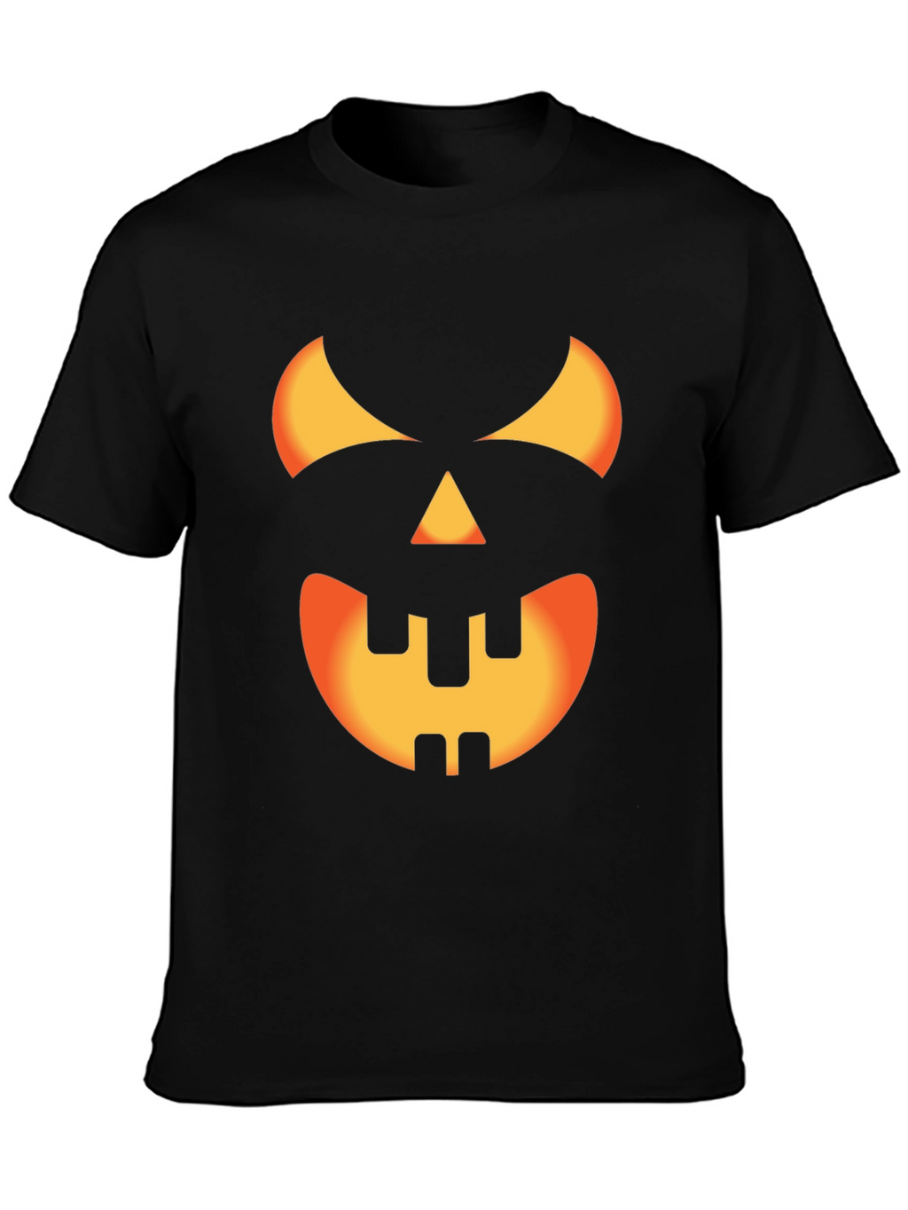 Halloween Pumpkin Face Graphic Tee - Black Cotton T-Shirt