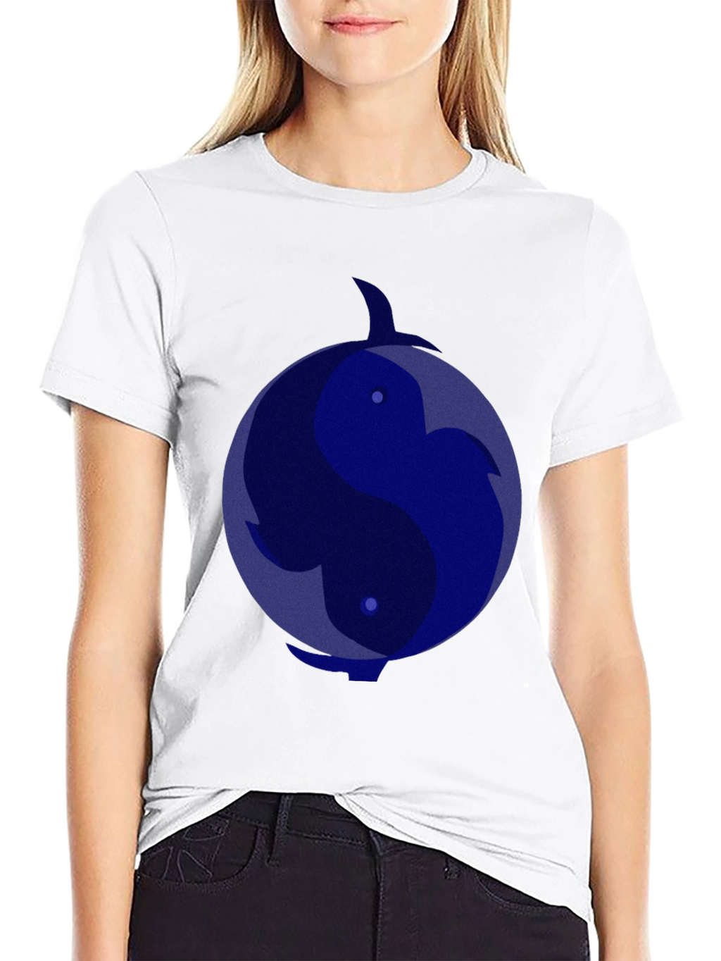 Yin Yang Dolphin Graphic Tee - Black T-Shirt