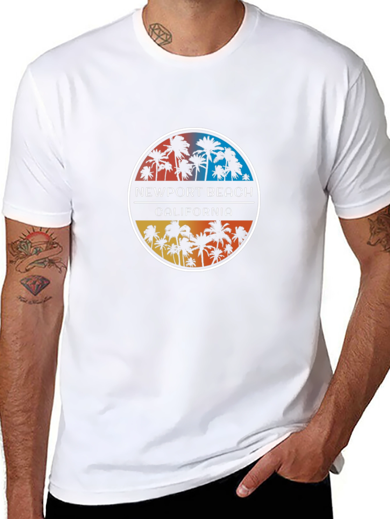 Newport Beach California Palm Tree Graphic T-Shirt