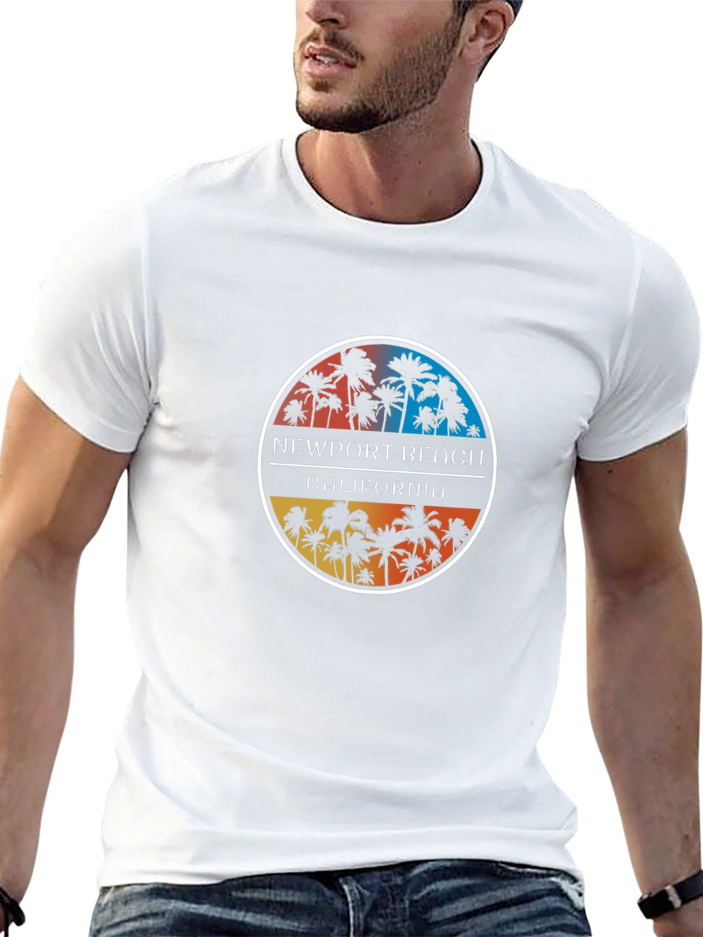 Newport Beach California Palm Tree Graphic T-Shirt