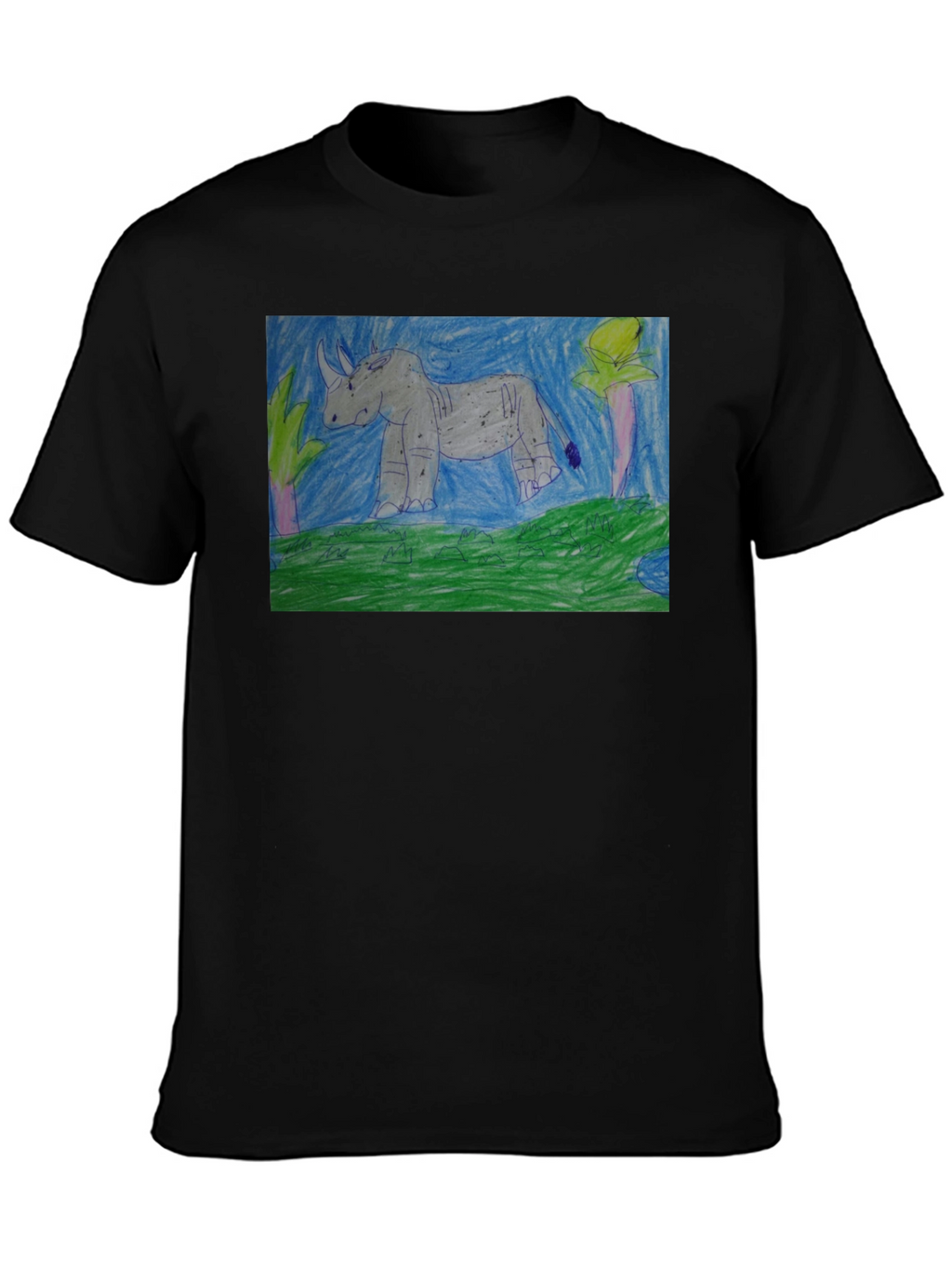 Rhino Graphic Print Black T-Shirt