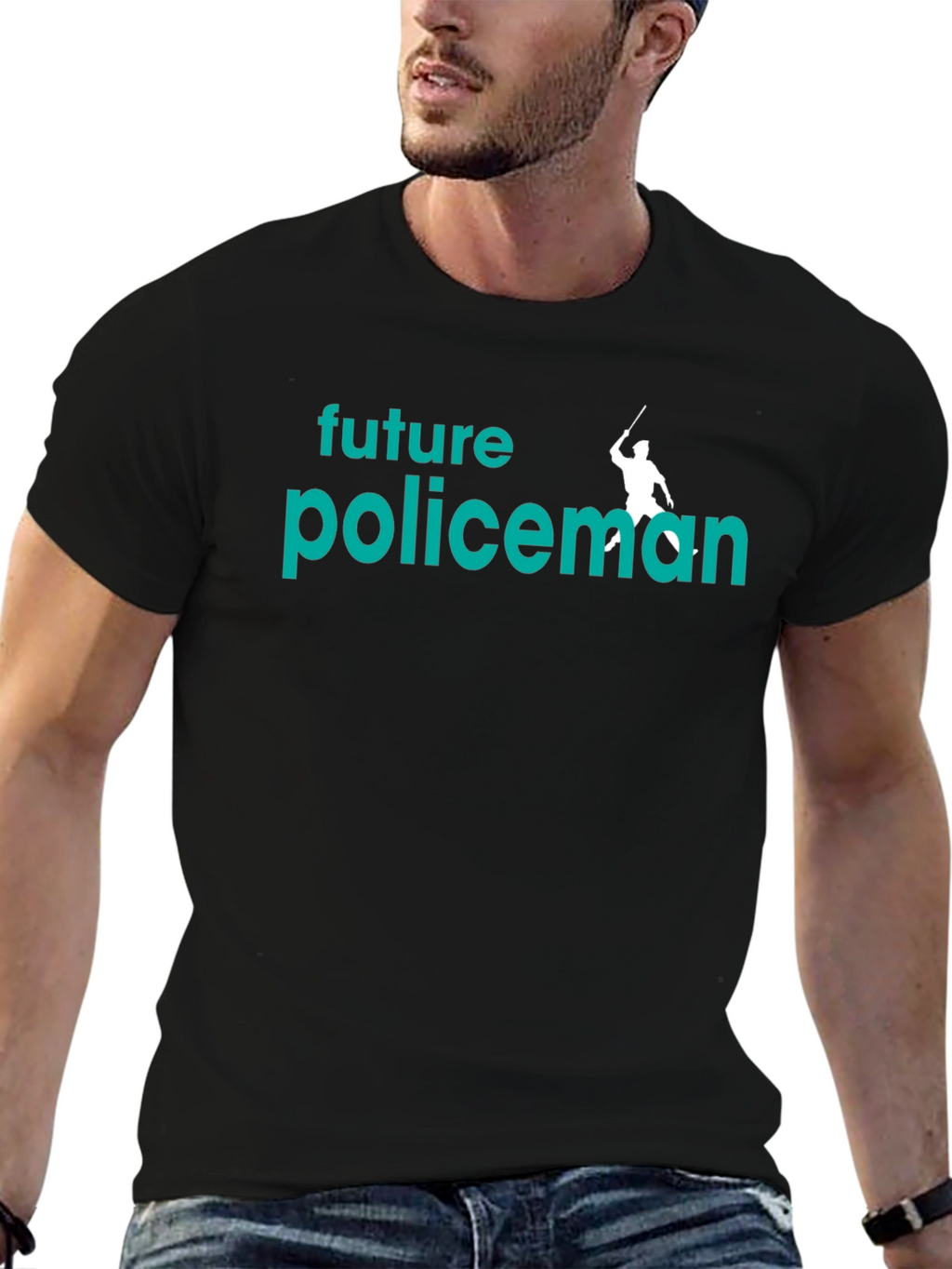 Future Policeman Black Graphic Tee
