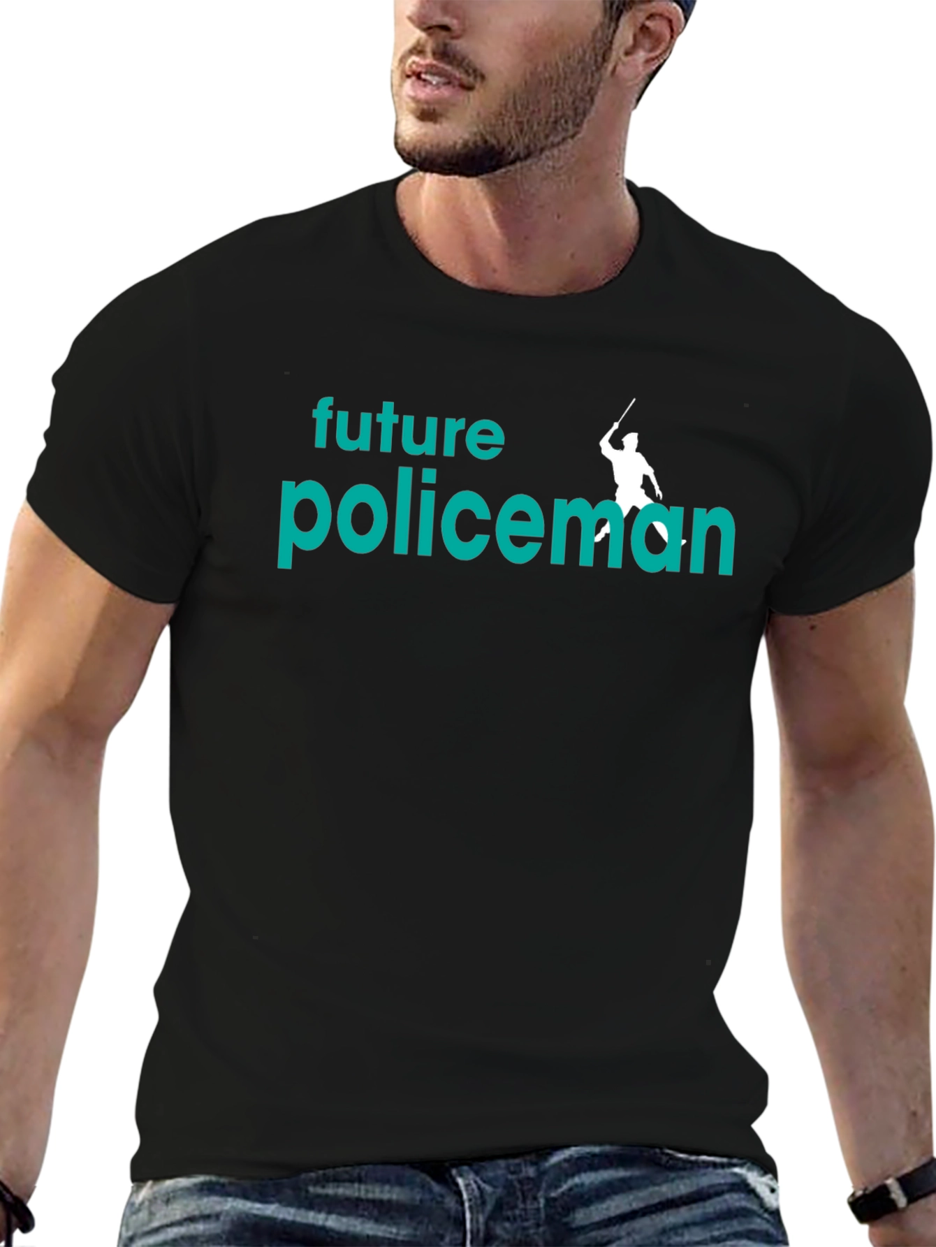 Future Policeman Black Graphic Tee