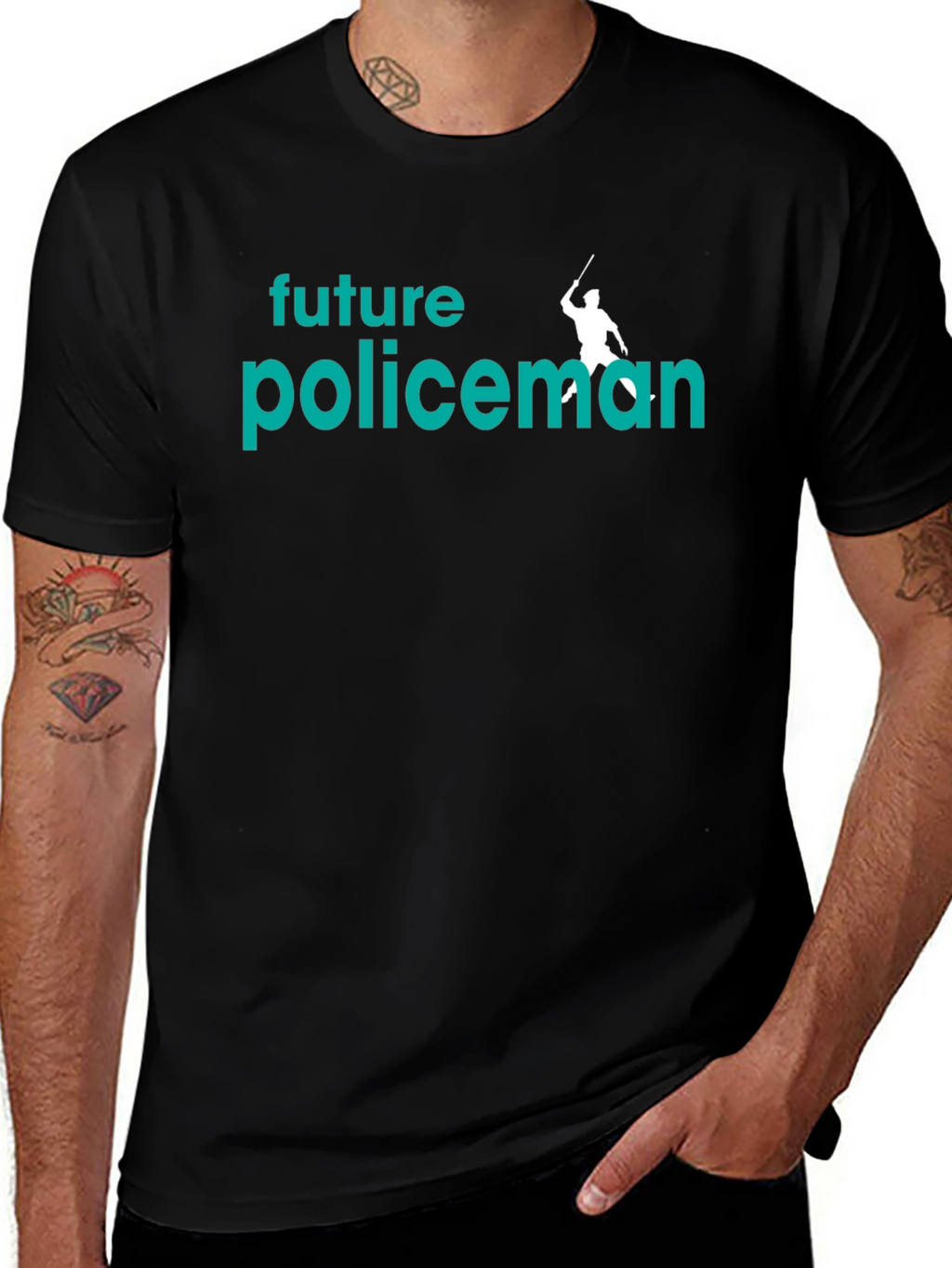 Future Policeman Black Graphic Tee
