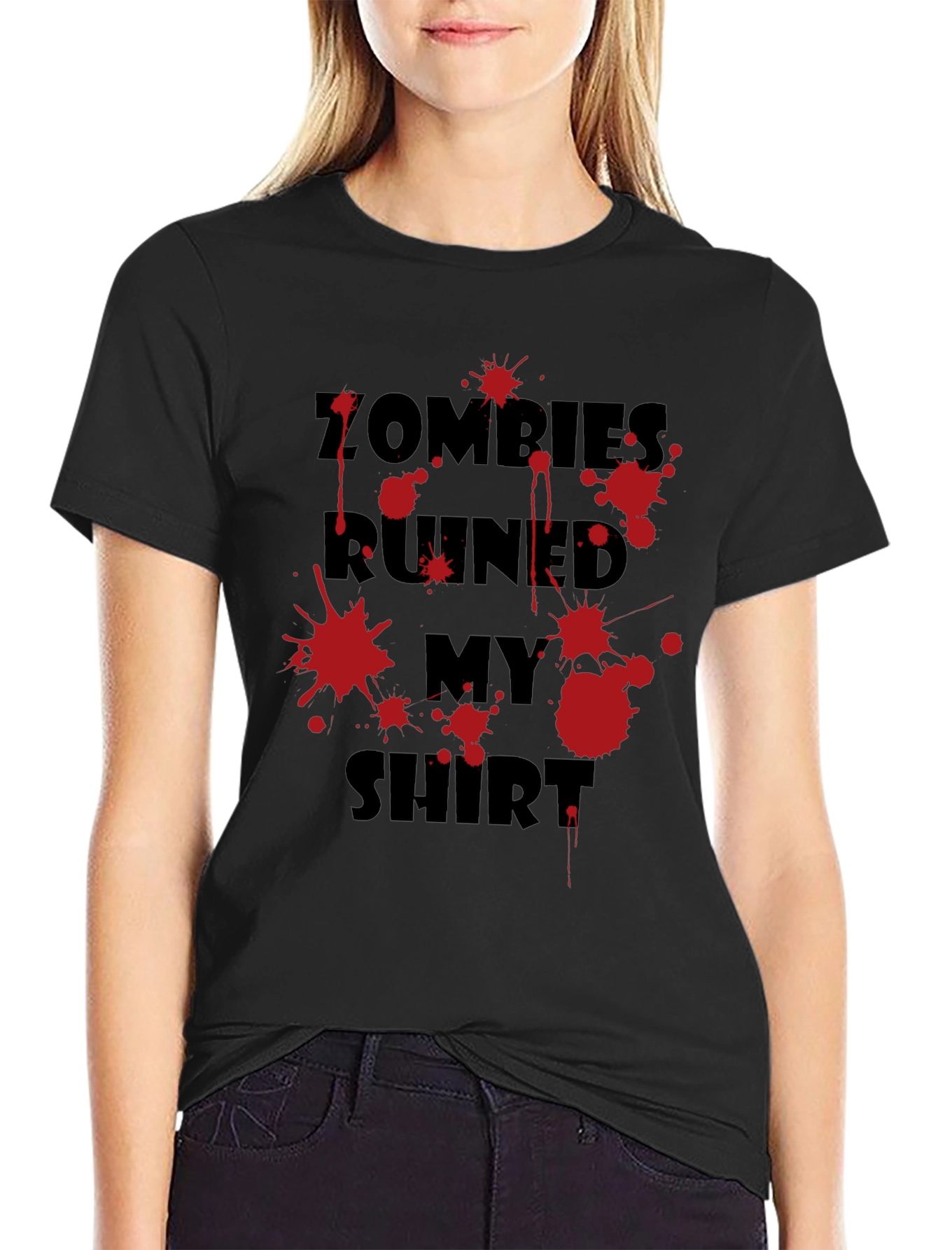 Zombies Ruined My Shirt Graphic Tee - Black