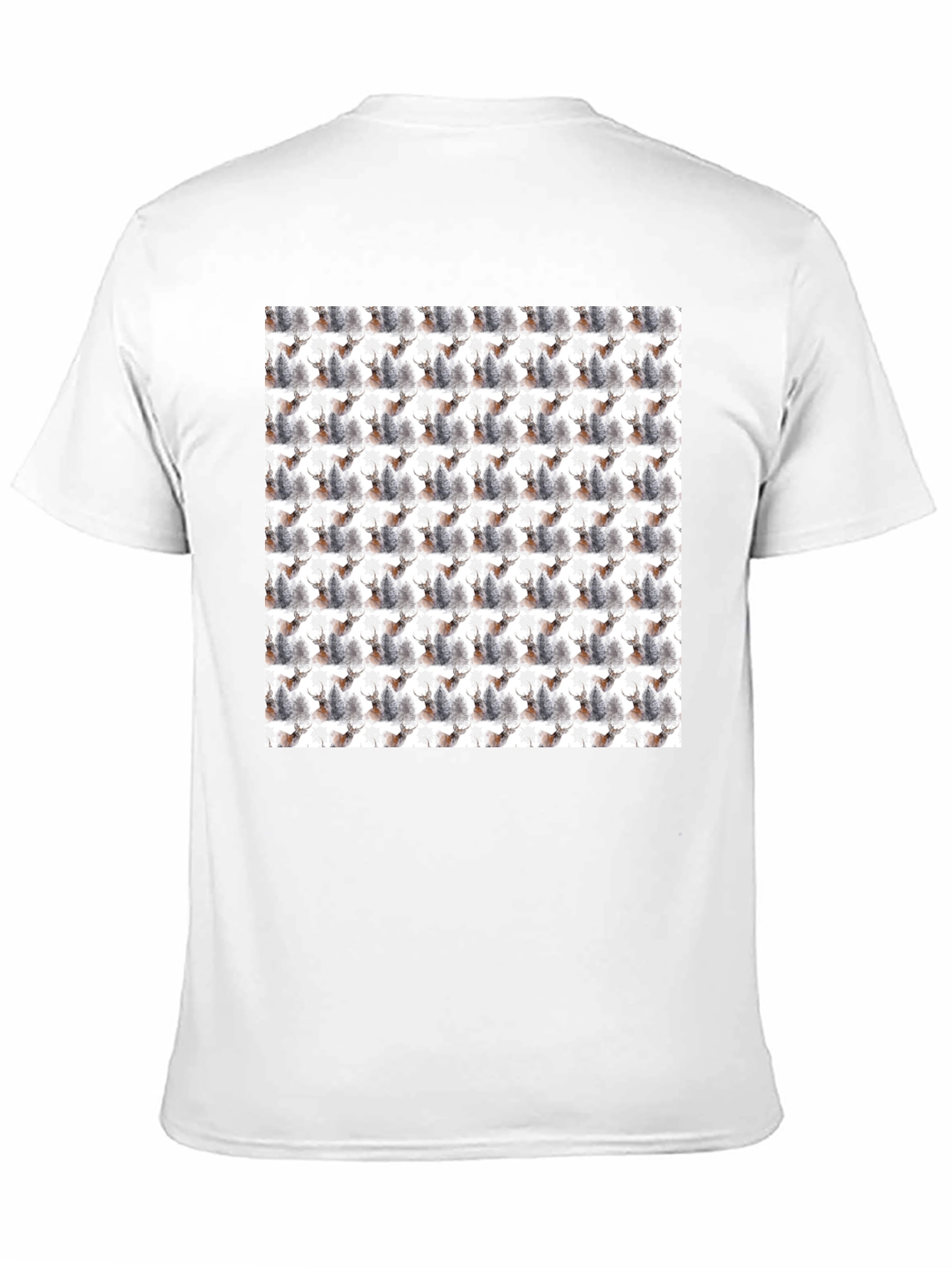 Deer Forest Pattern Black T-Shirt