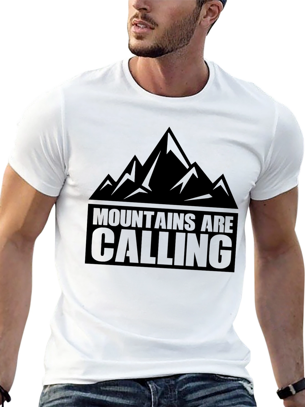 Mountains Are Calling Black Graphic T-Shirt