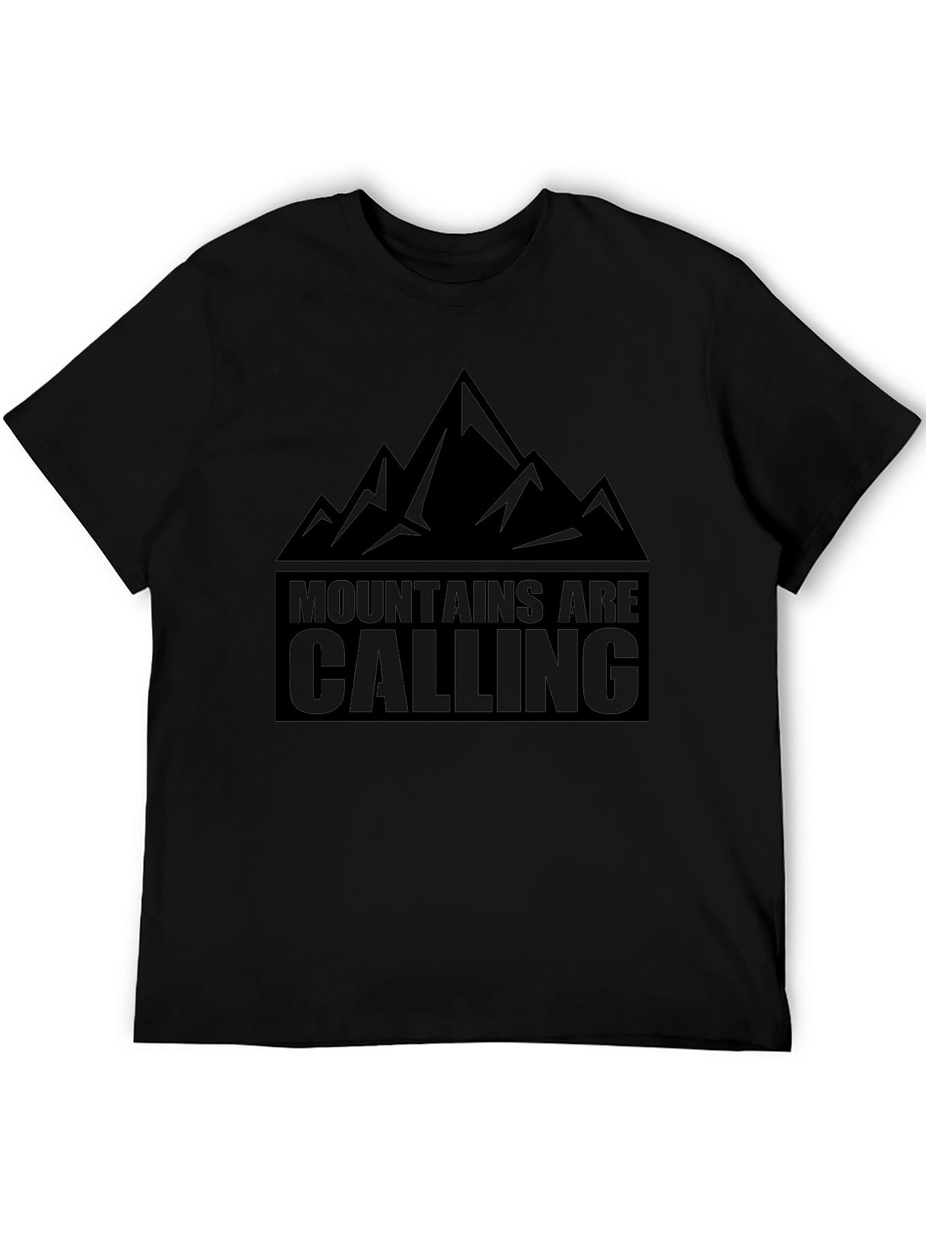 Mountains Are Calling Black Graphic T-Shirt