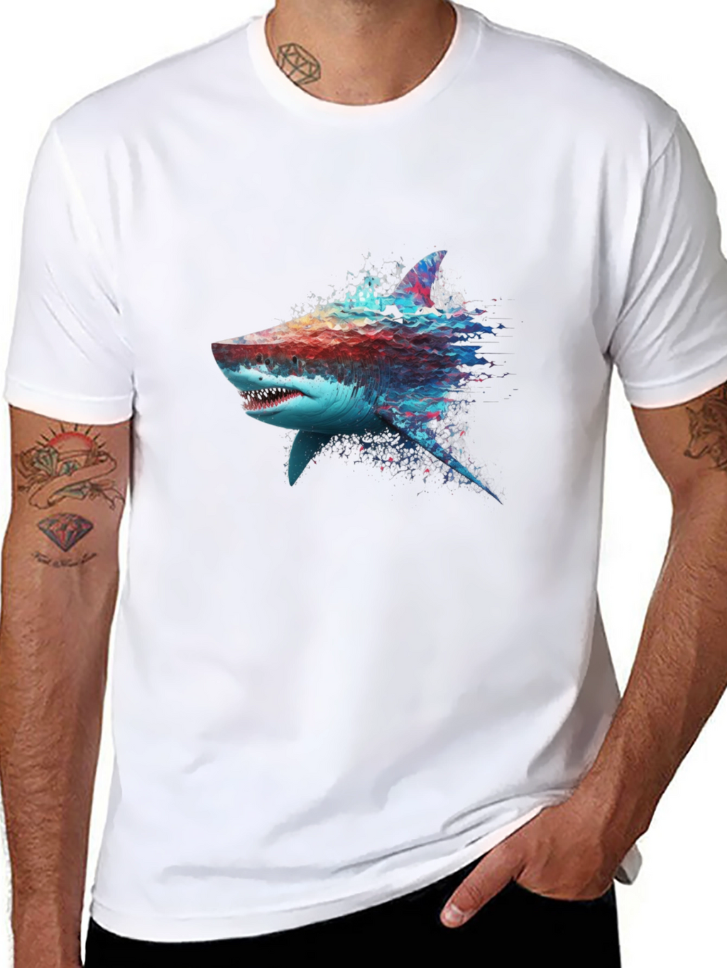 Shark Graphic Tee - Abstract Ocean Predator Design